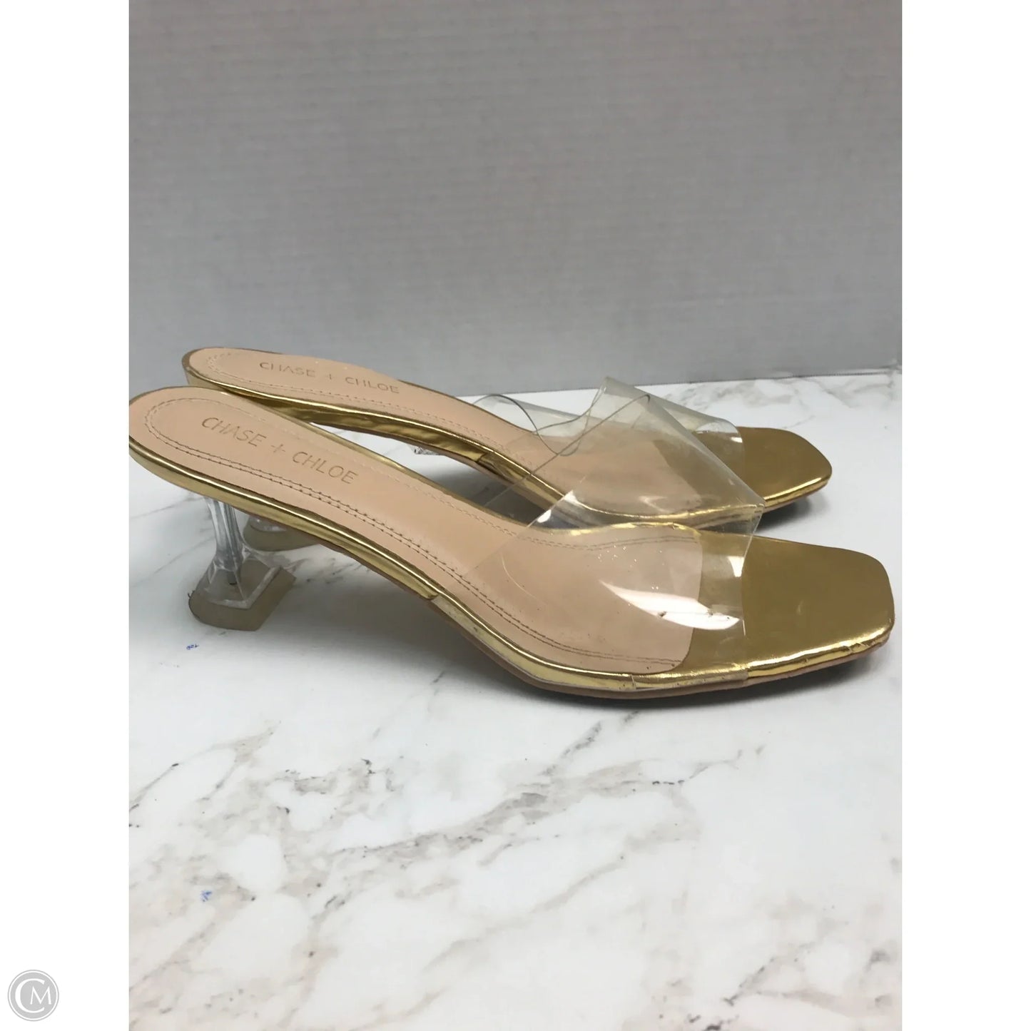 Sandals Heels Kitten By Clothes Mentor In Gold, Size: 11