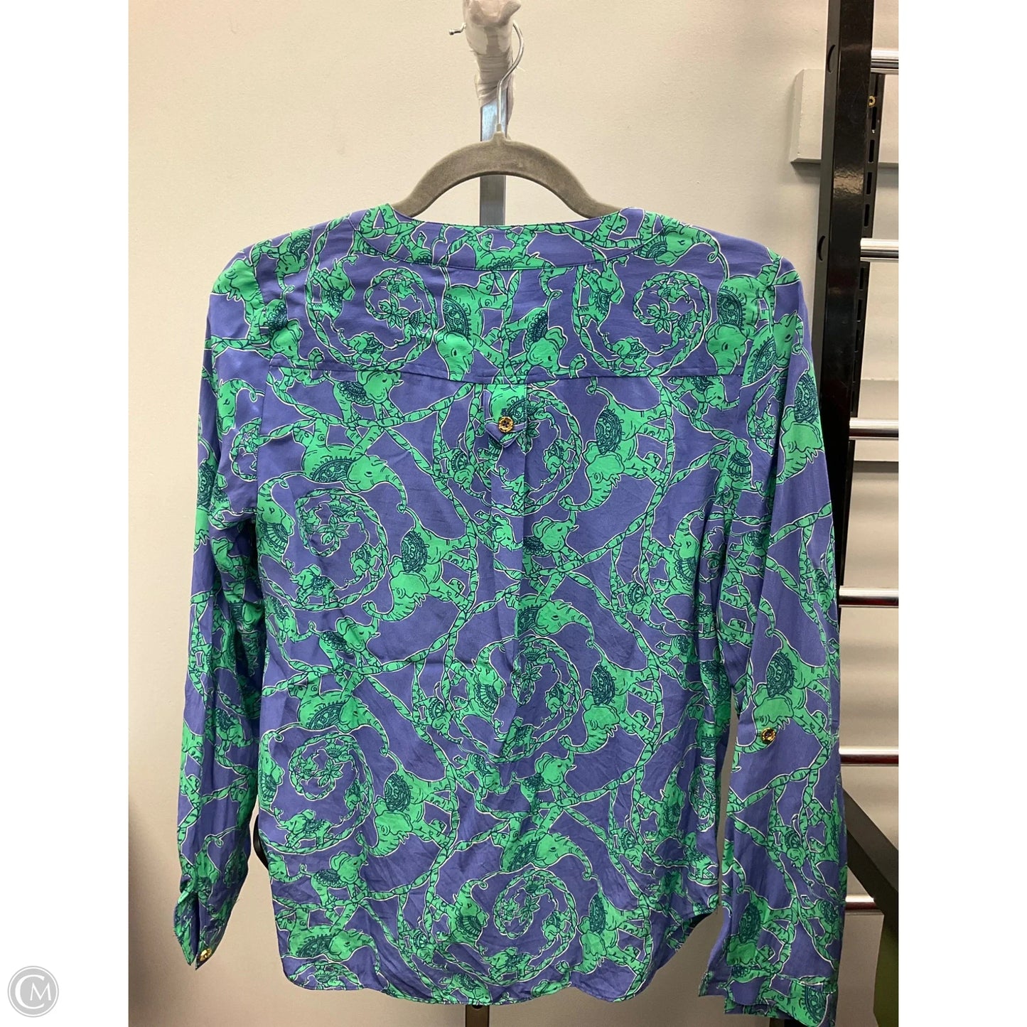 Top Long Sleeve Designer By Lilly Pulitzer In Blue & Green, Size: Xs