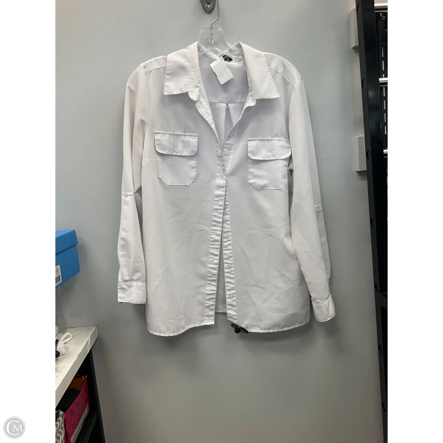 Blouse Long Sleeve By Elementz In White, Size: L