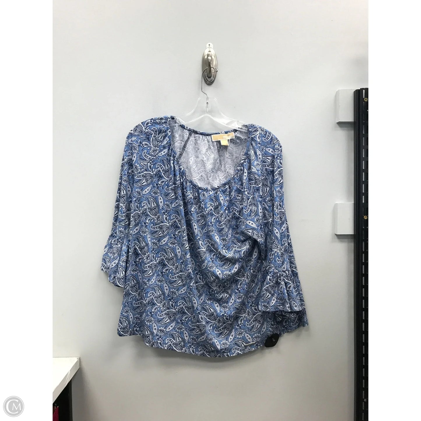 Top 3/4 Sleeve Designer By Michael Kors In Paisley Print, Size: L