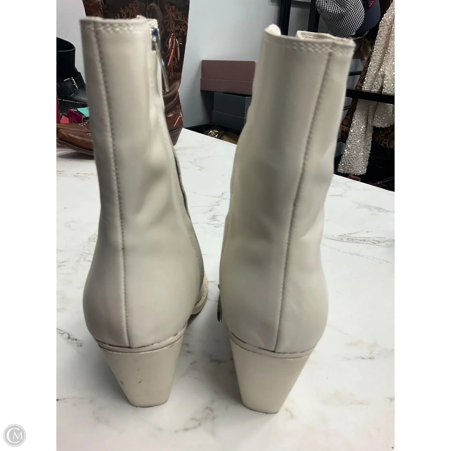 Boots Western By Nine West In Cream, Size: 8.5