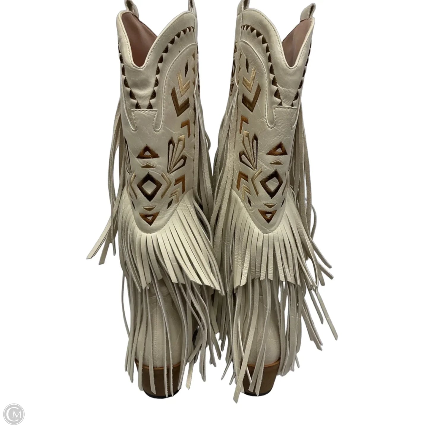 Boots Mid-calf Heels By Cmf In Cream, Size: 8
