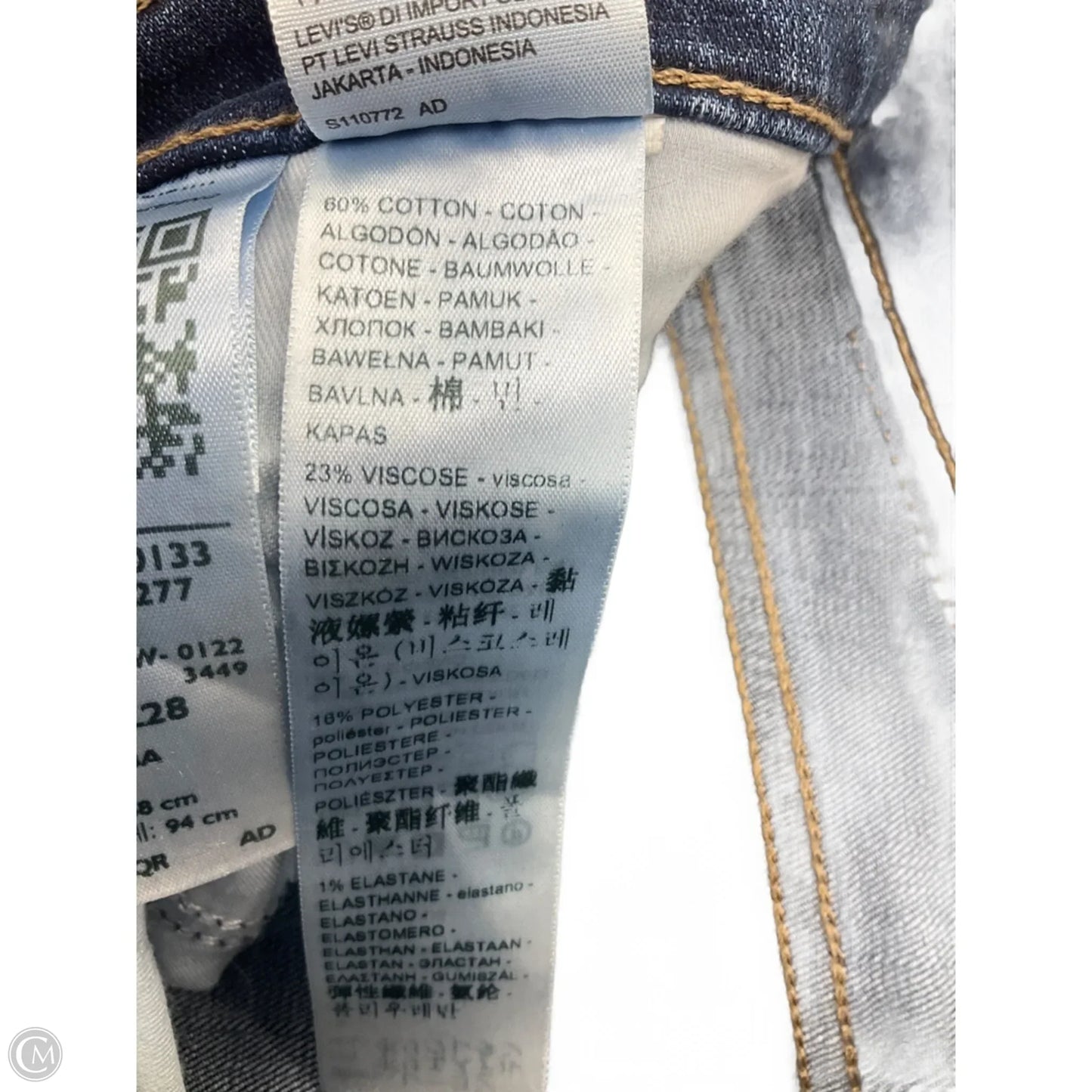 Jeans Straight By Levis In Blue Denim, Size: 4