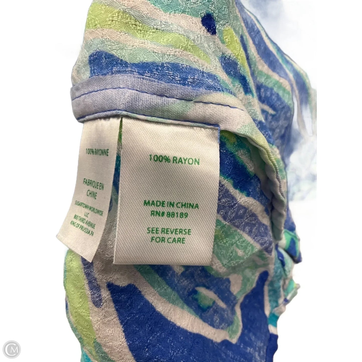 Top Long Sleeve Designer By Lilly Pulitzer In Blue & Green, Size: Xl