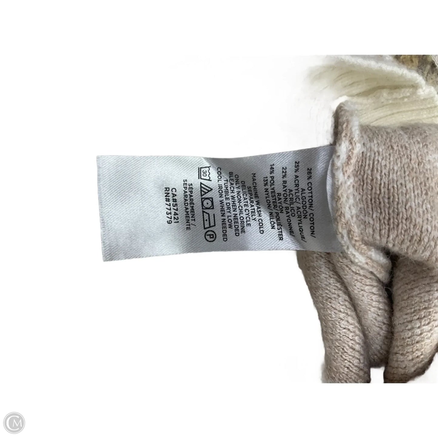 Sweater By Ann Taylor In Tan & White, Size: M