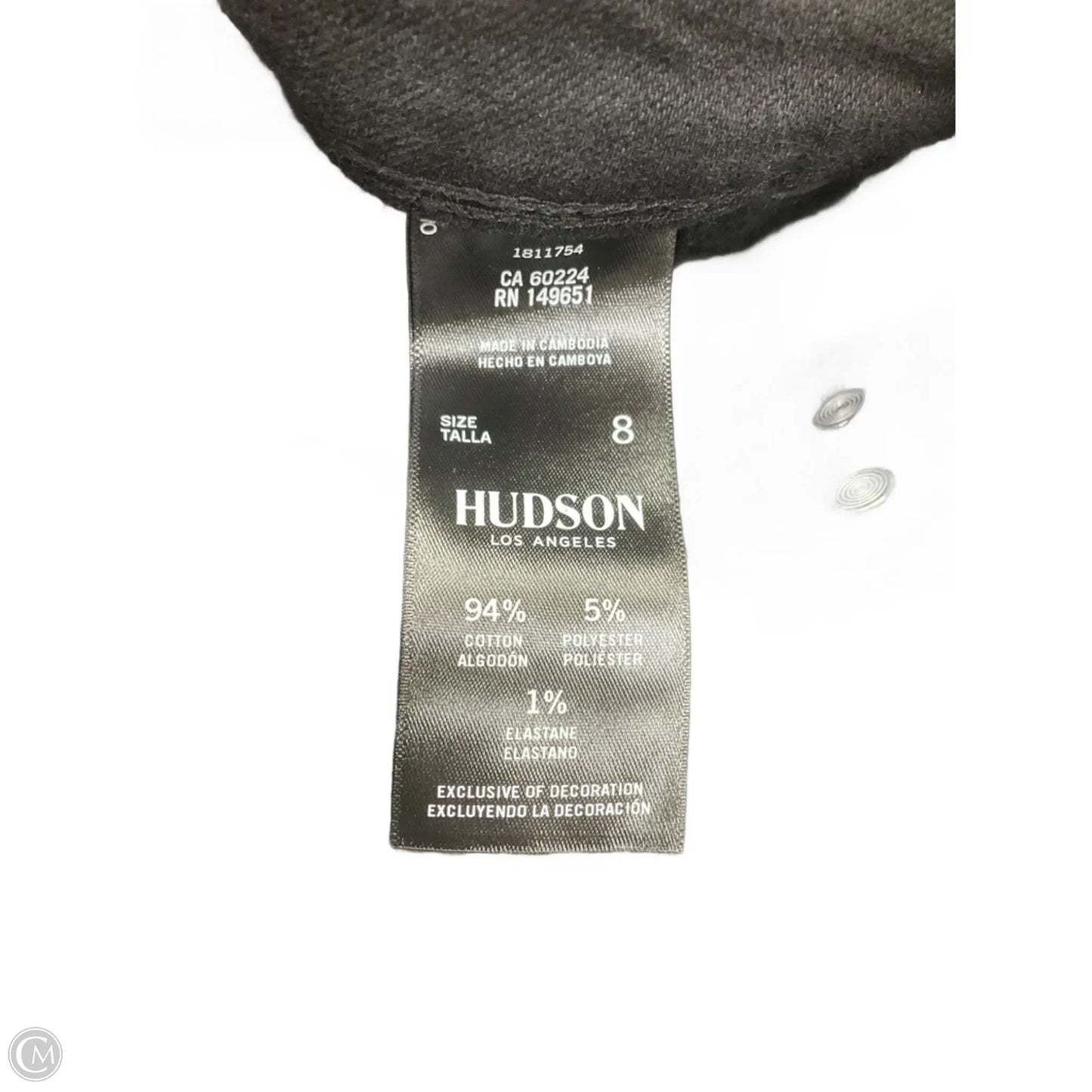 Jeans Boot Cut By Hudson In Black Denim, Size: 8