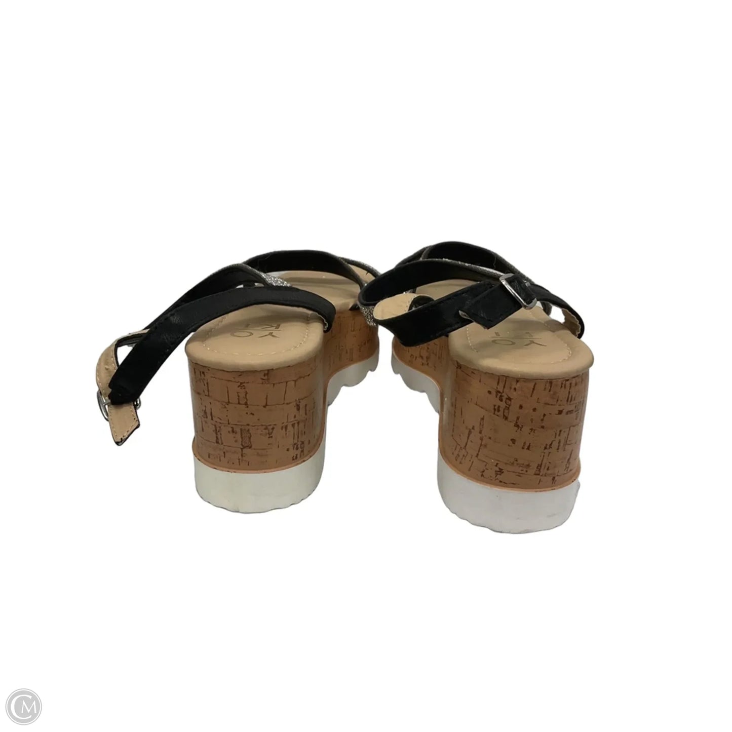 Sandals Heels Platform By Yoki In Brown & Silver, Size: 7.5