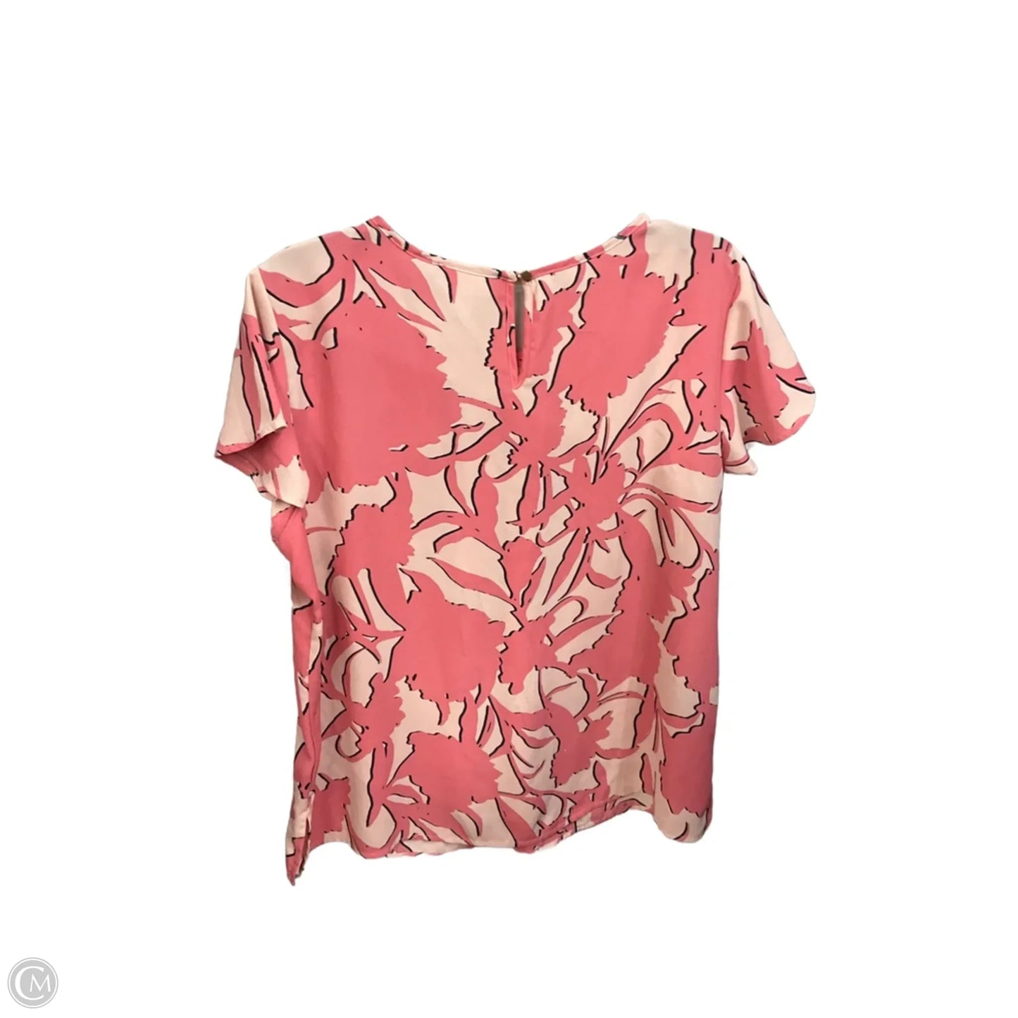 Blouse Short Sleeve By Liz Claiborne In Pink, Size: L