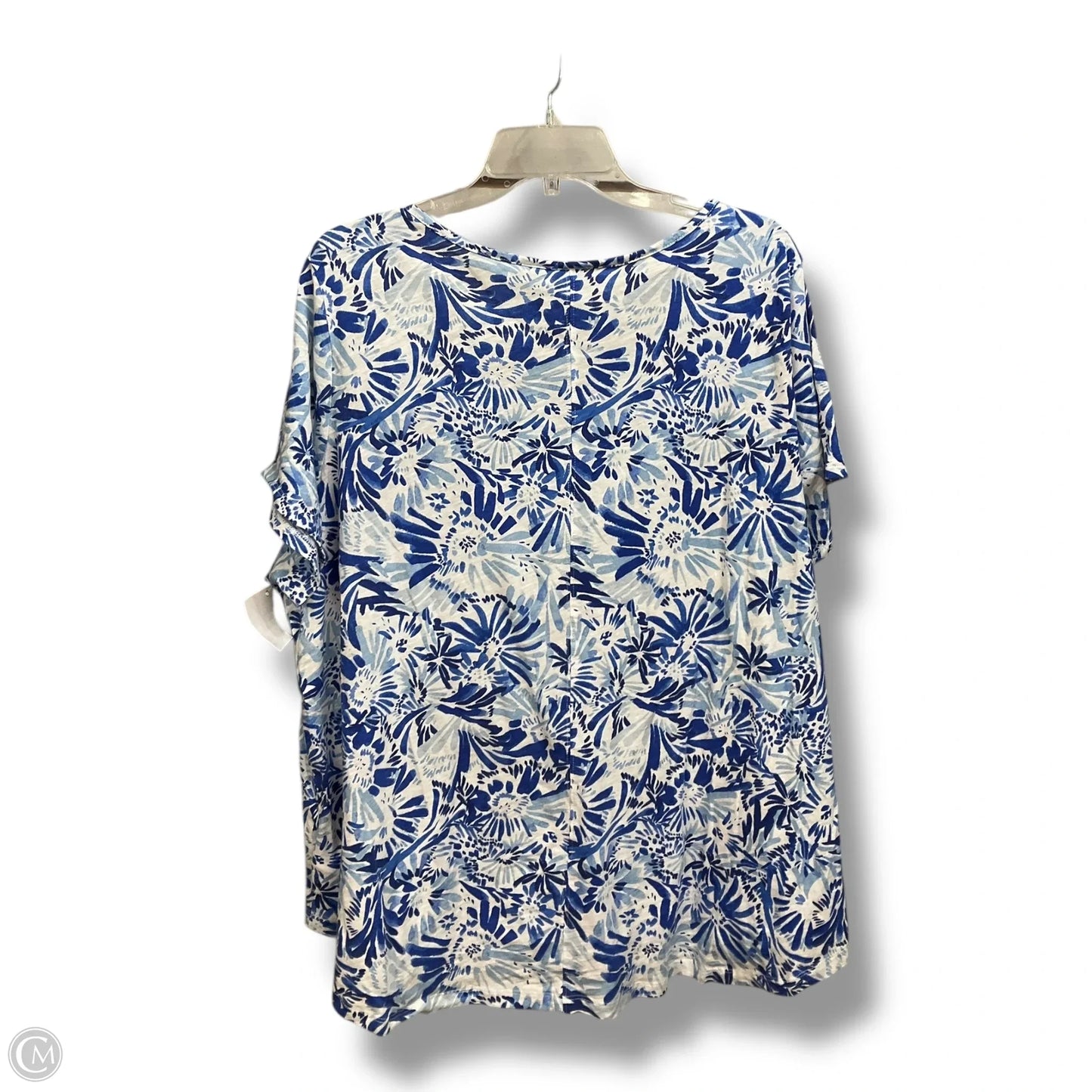 Top Short Sleeve By Joie In Blue & White, Size: 3x