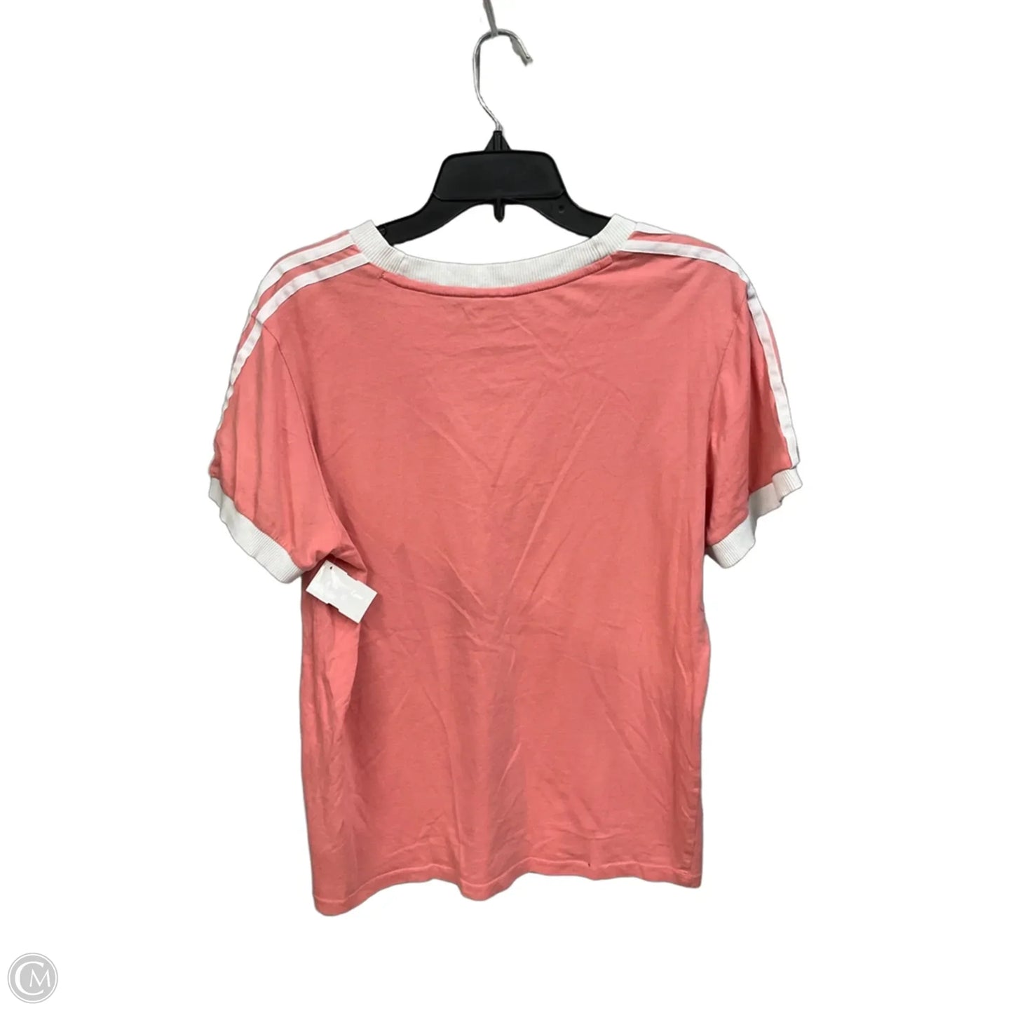 Athletic Top Short Sleeve By Adidas In Pink & White, Size: S