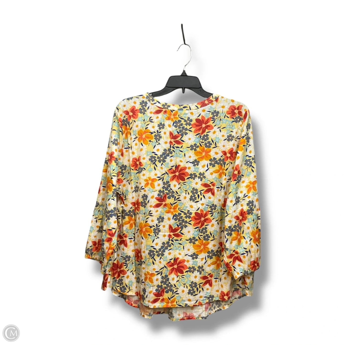 Top 3/4 Sleeve By St Johns Bay In Floral Print, Size: L