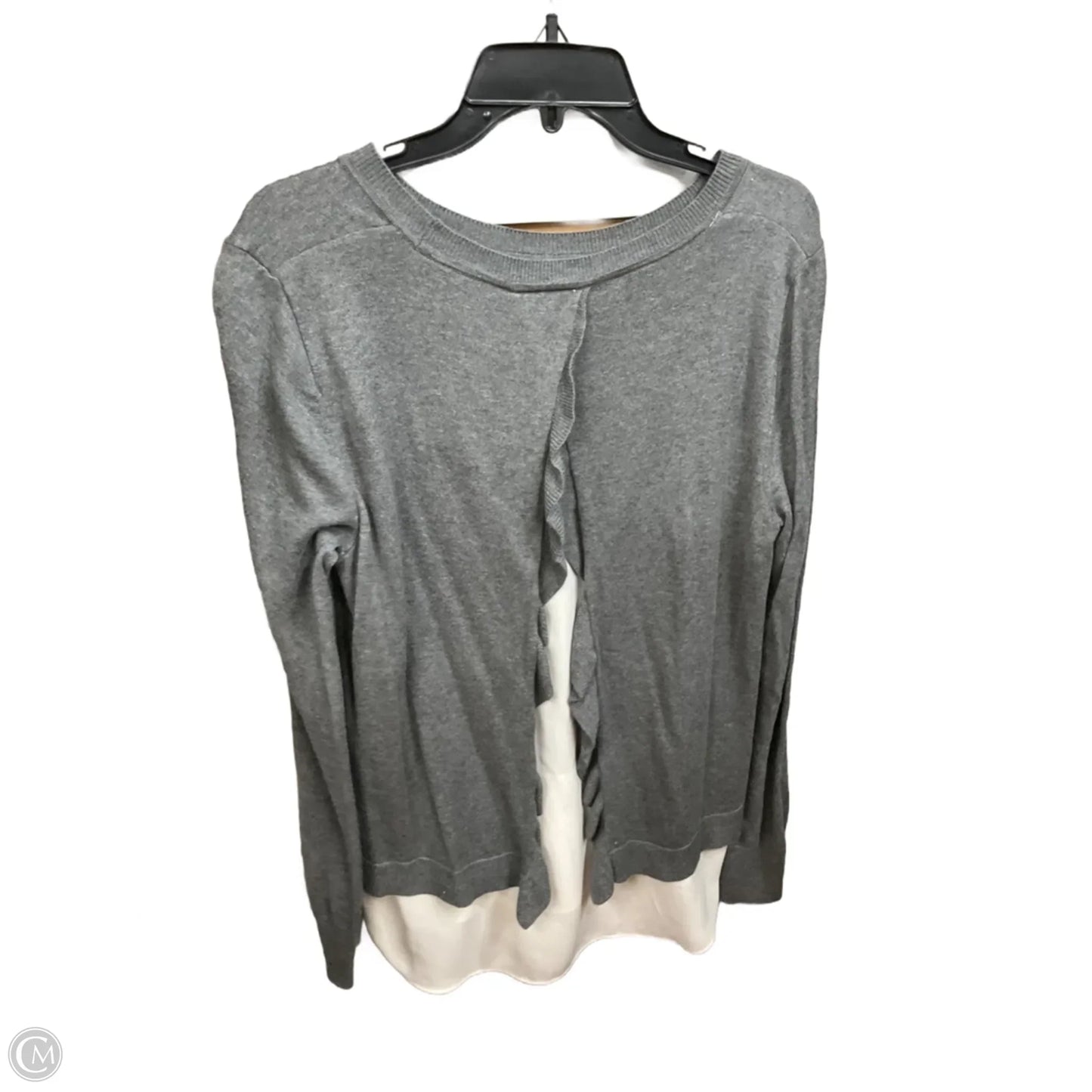 Top Long Sleeve Basic By Loft In Grey & White, Size: M