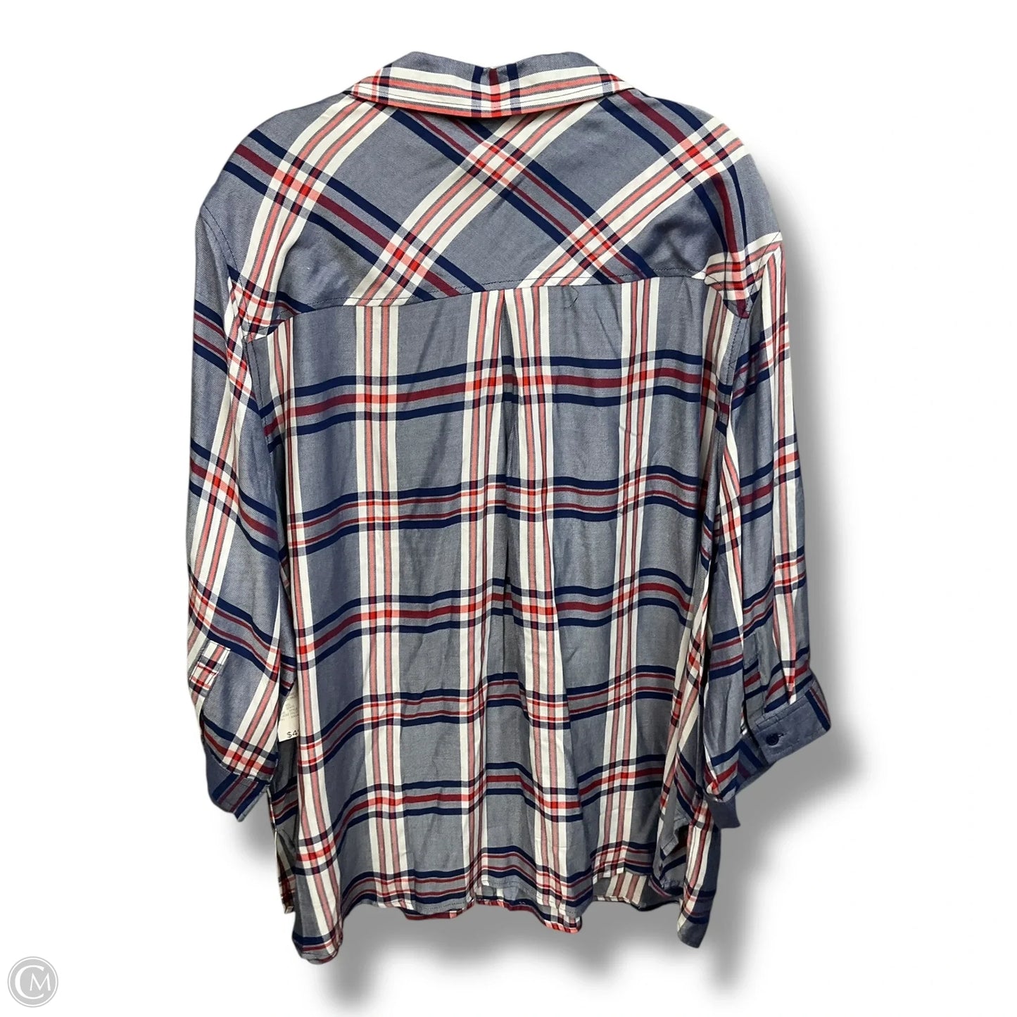 Blouse 3/4 Sleeve By Catherines In Plaid Pattern, Size: 4x