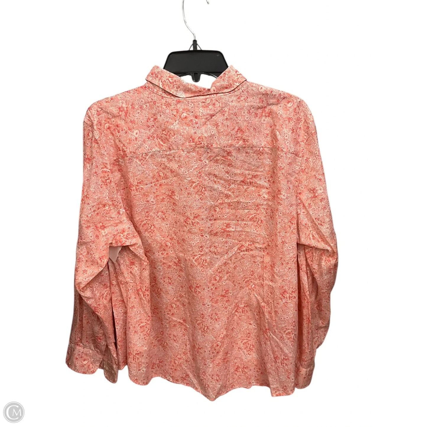 Blouse Long Sleeve By Lauren Jeans Co In Orange & White, Size: 1x