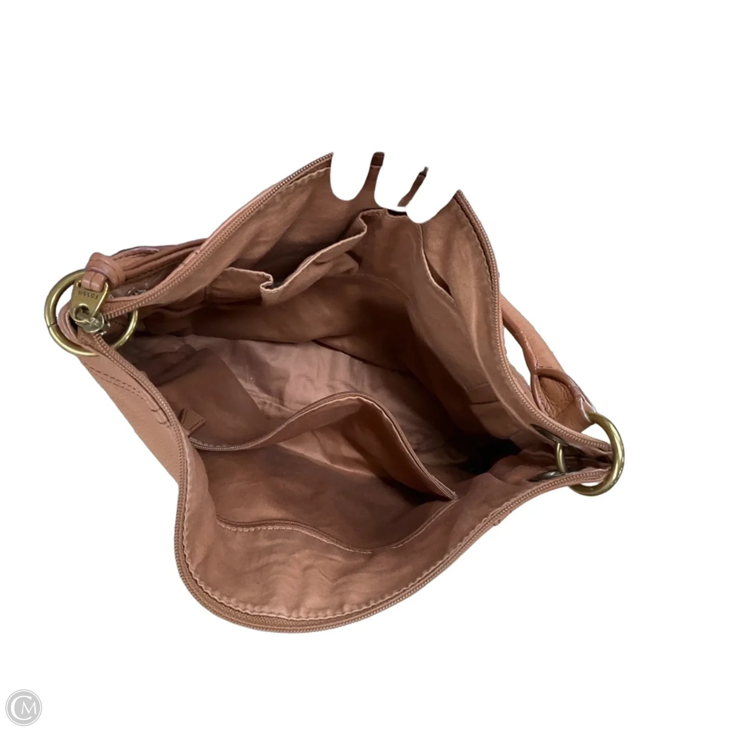 Handbag Leather By Fossil, Size: Medium
