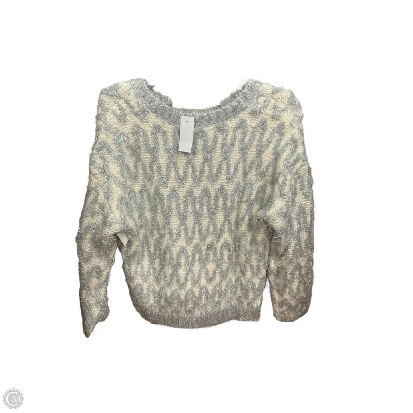 Sweater By Loft In Silver & White, Size: M