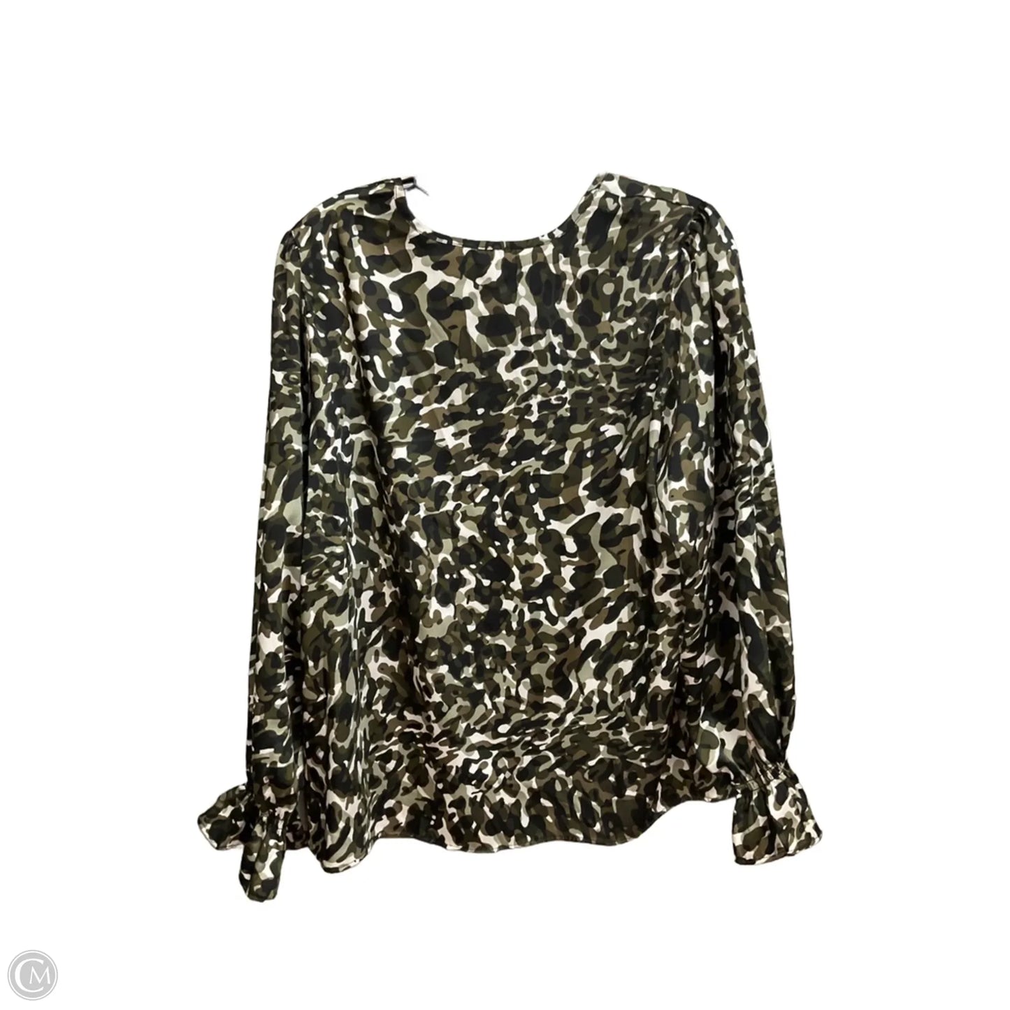 Blouse Long Sleeve By Chenault In Camouflage Print, Size: L