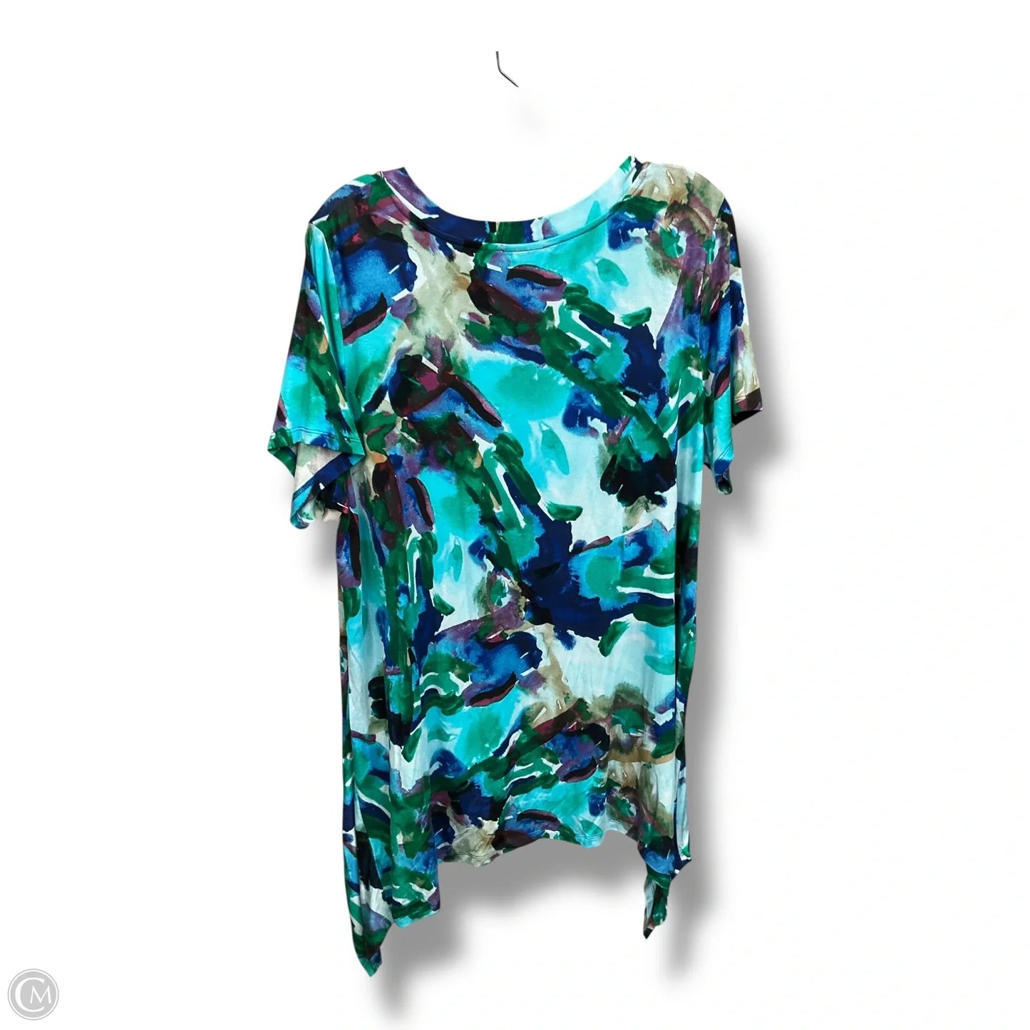 Top Short Sleeve By Logo In Blue, Size: 1x