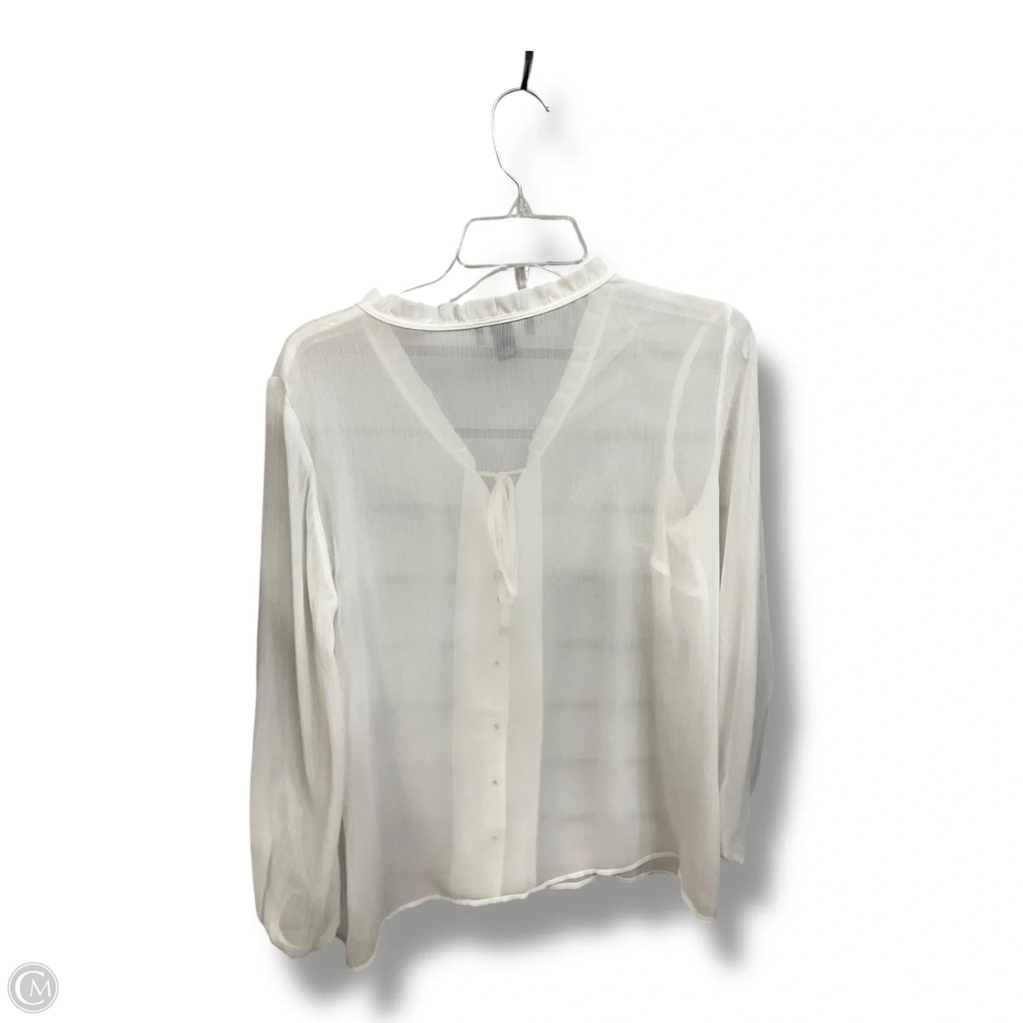 Blouse Long Sleeve By Agb In White, Size: L