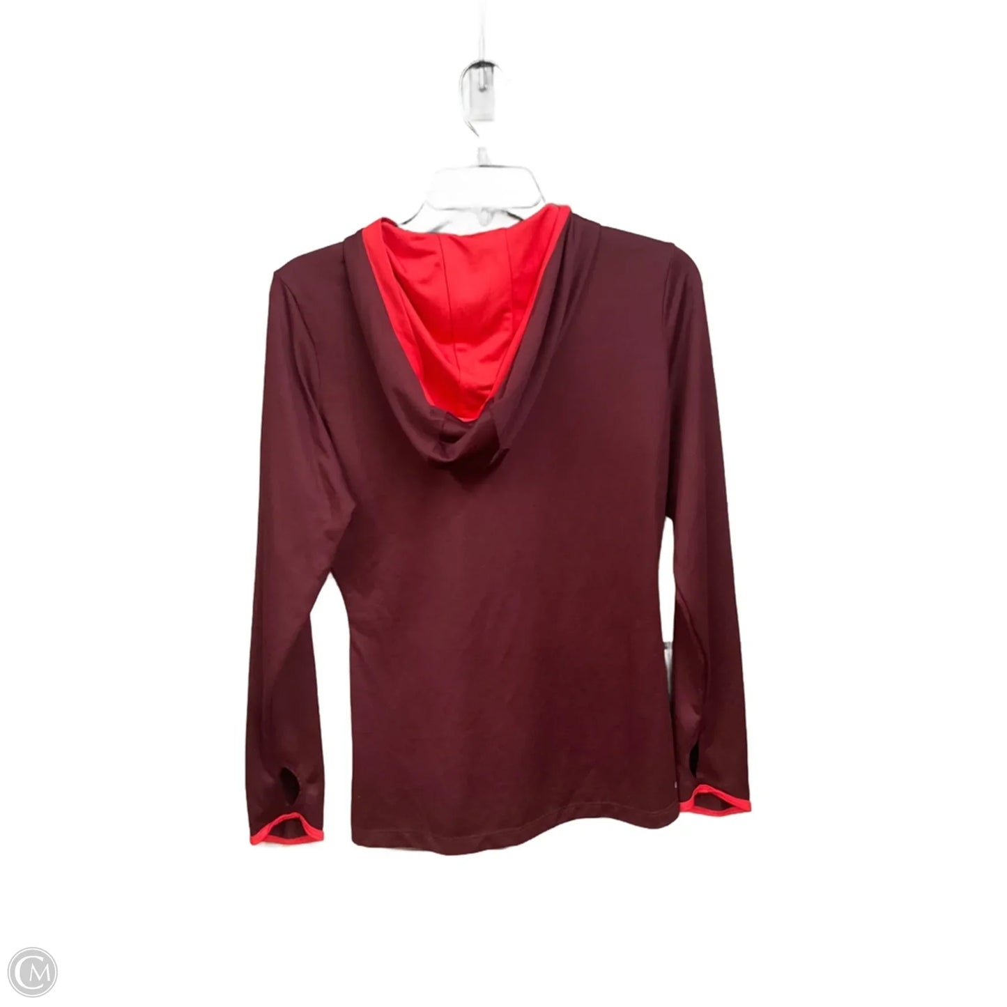 Athletic Top Long Sleeve Hoodie By The North Face In Maroon, Size: S