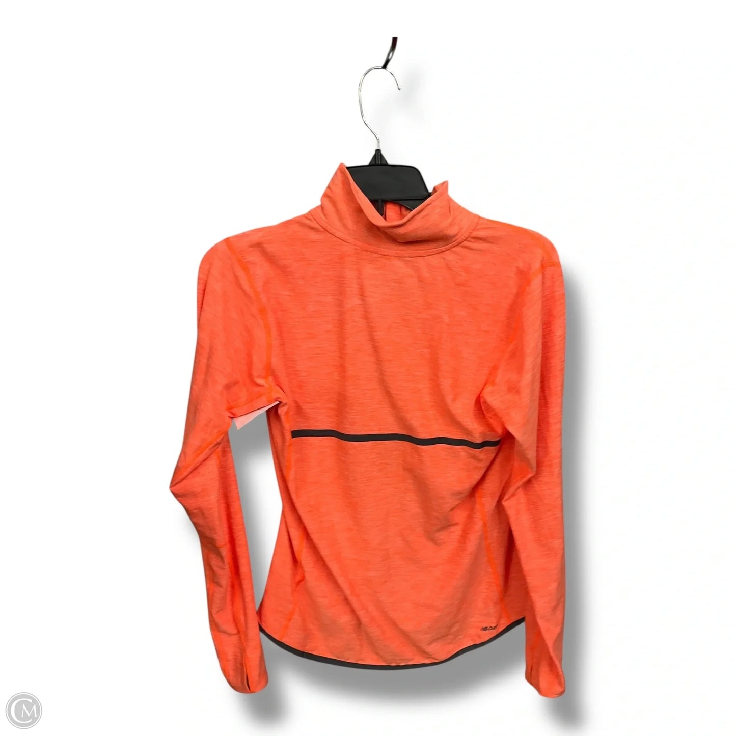 Athletic Top Long Sleeve Collar By New Balance In Orange, Size: M