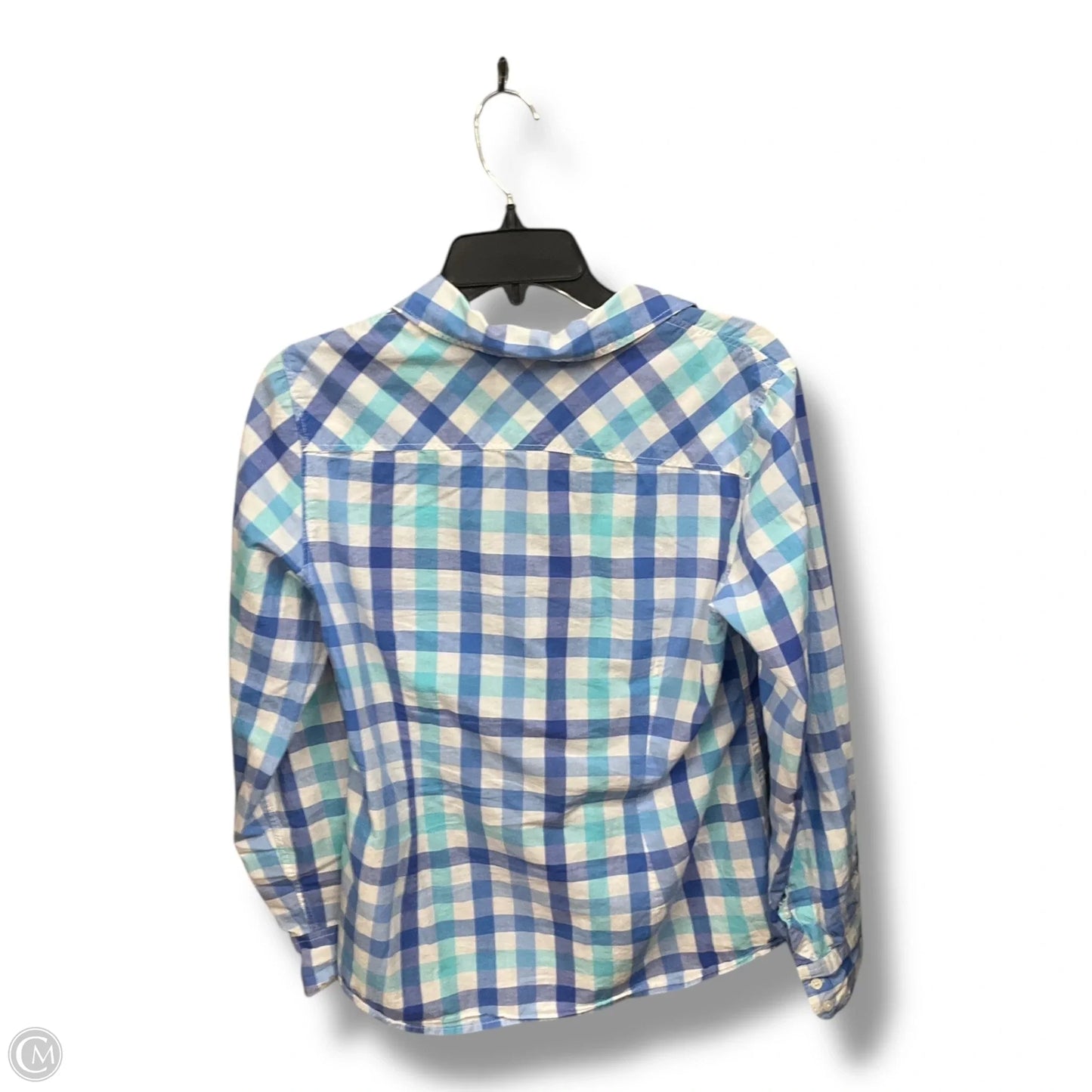 Blouse Long Sleeve By Tommy Hilfiger In Plaid Pattern, Size: L