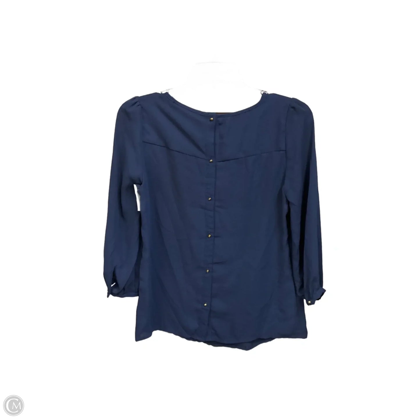 Blouse 3/4 Sleeve By Forever 21 In Navy, Size: S