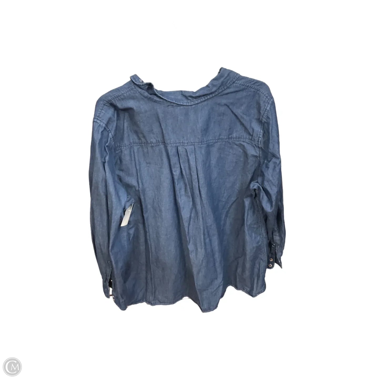 Blouse Long Sleeve By Denim 24/7 In Blue Denim, Size: 2x
