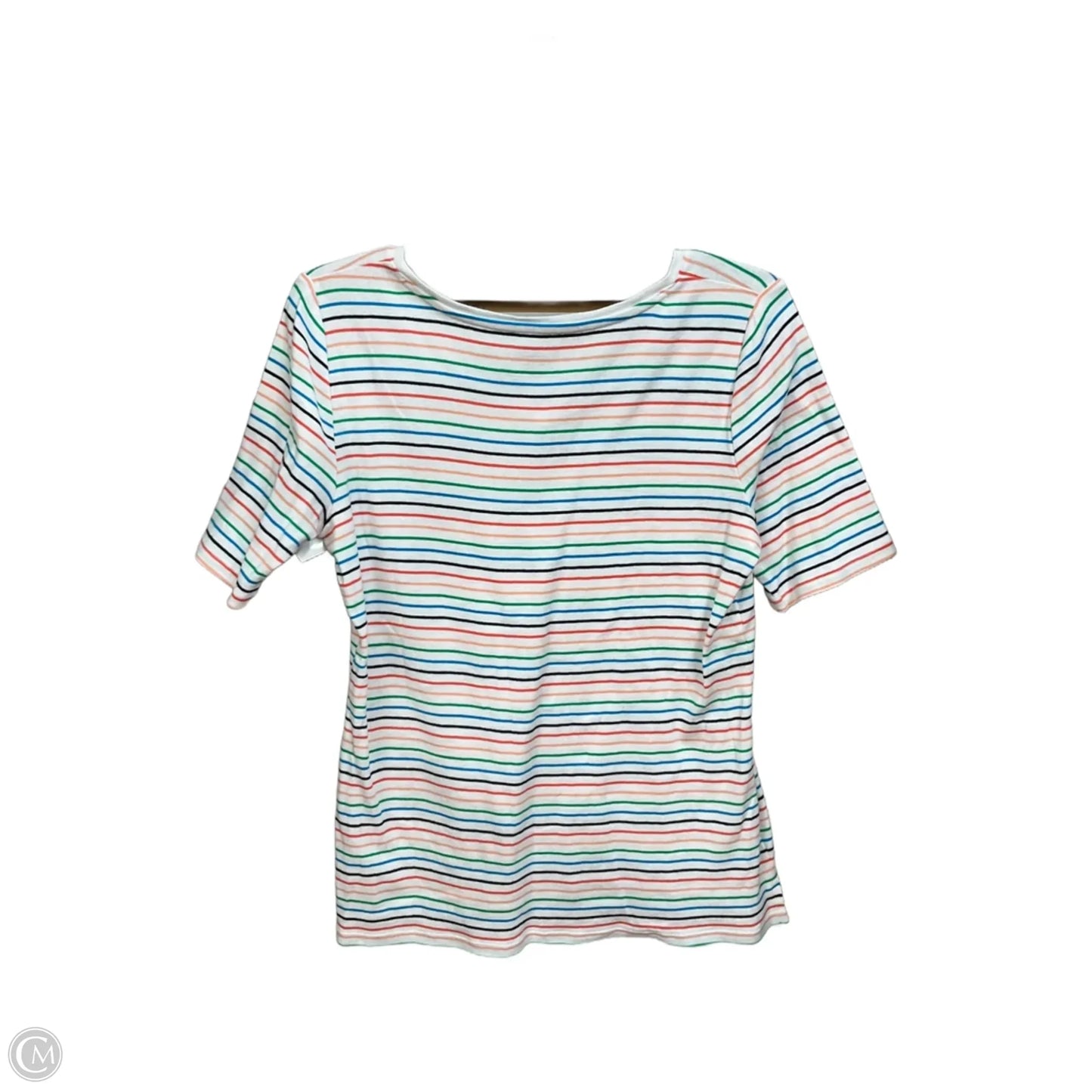 Top Short Sleeve By Talbots In Striped Pattern, Size: M
