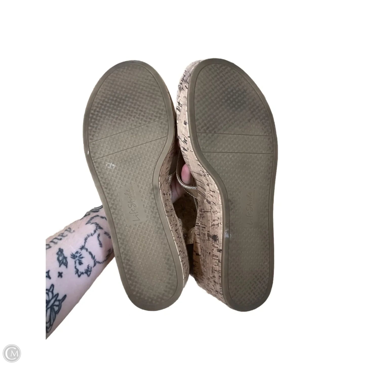 Sandals Heels Wedge By Life Stride In Multi-colored, Size: 8.5
