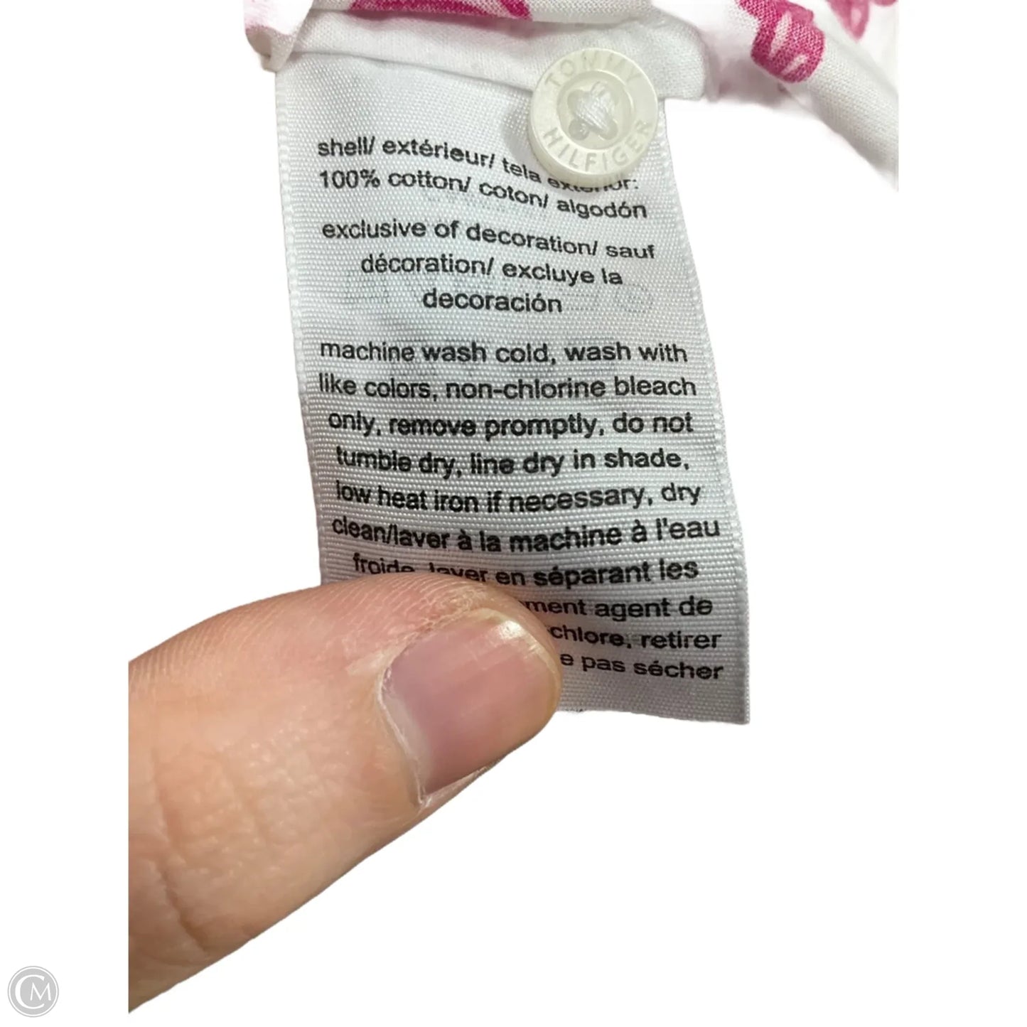 Top Long Sleeve Basic By Tommy Hilfiger In Pink & White, Size: Sp