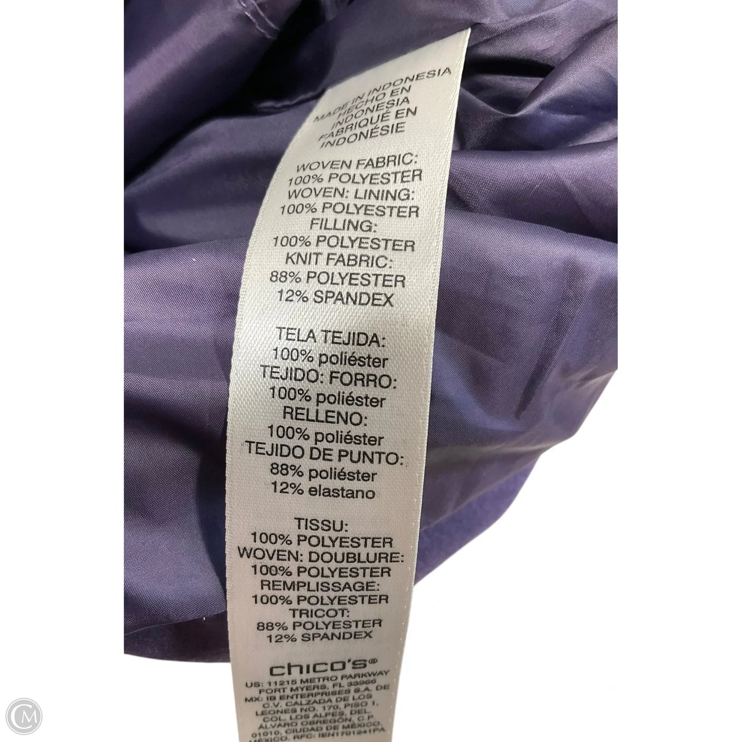 Jacket Puffer & Quilted By Chicos In Purple, Size: Xl