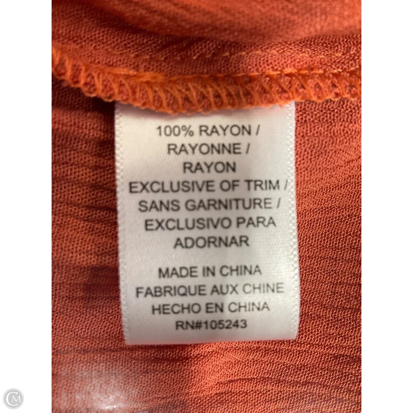 Top 3/4 Sleeve By Bobeau In Orange, Size: L