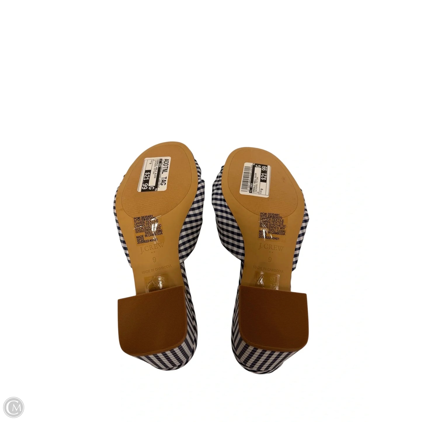 Sandals Heels Block By J. Crew In Checkered Pattern, Size: 9