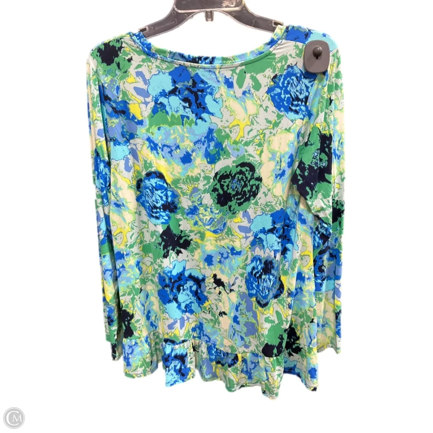 Top Long Sleeve By Logo In Blue & Green, Size: S
