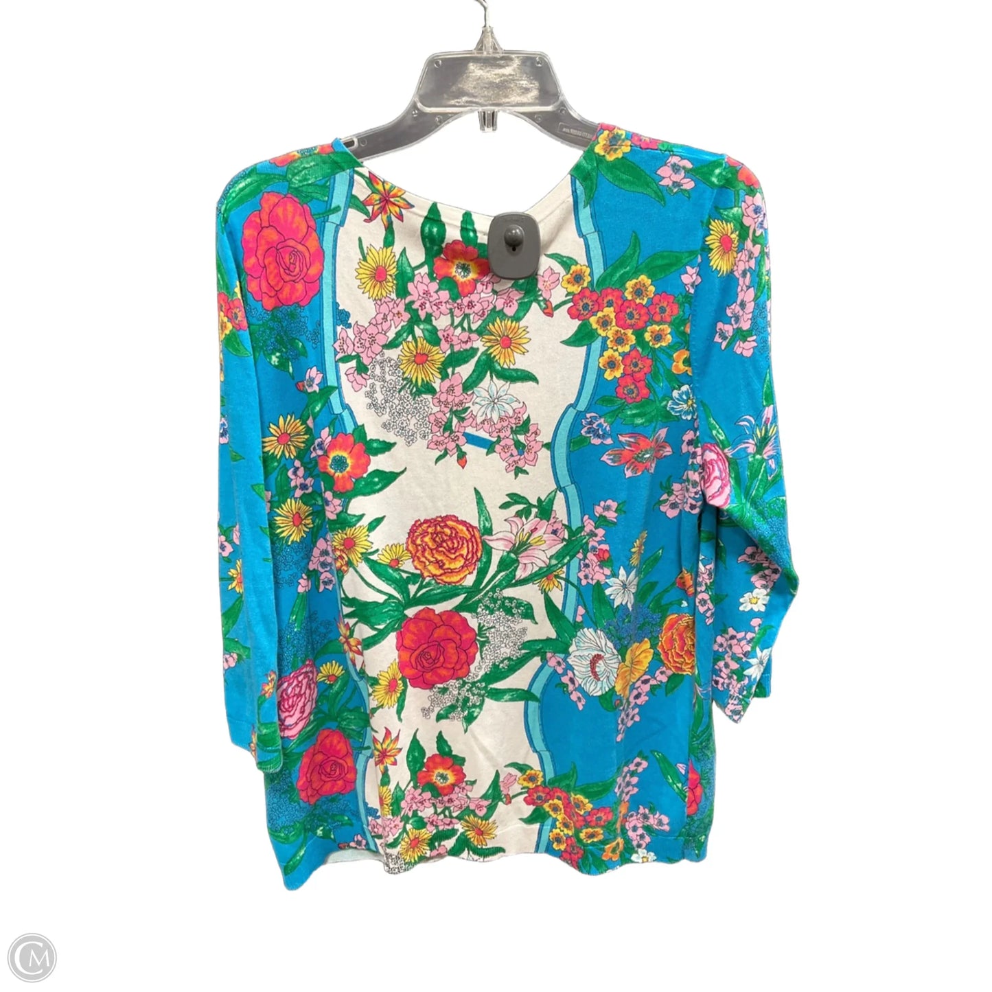 Sweater Cardigan By Talbots In Floral Print, Size: 1x