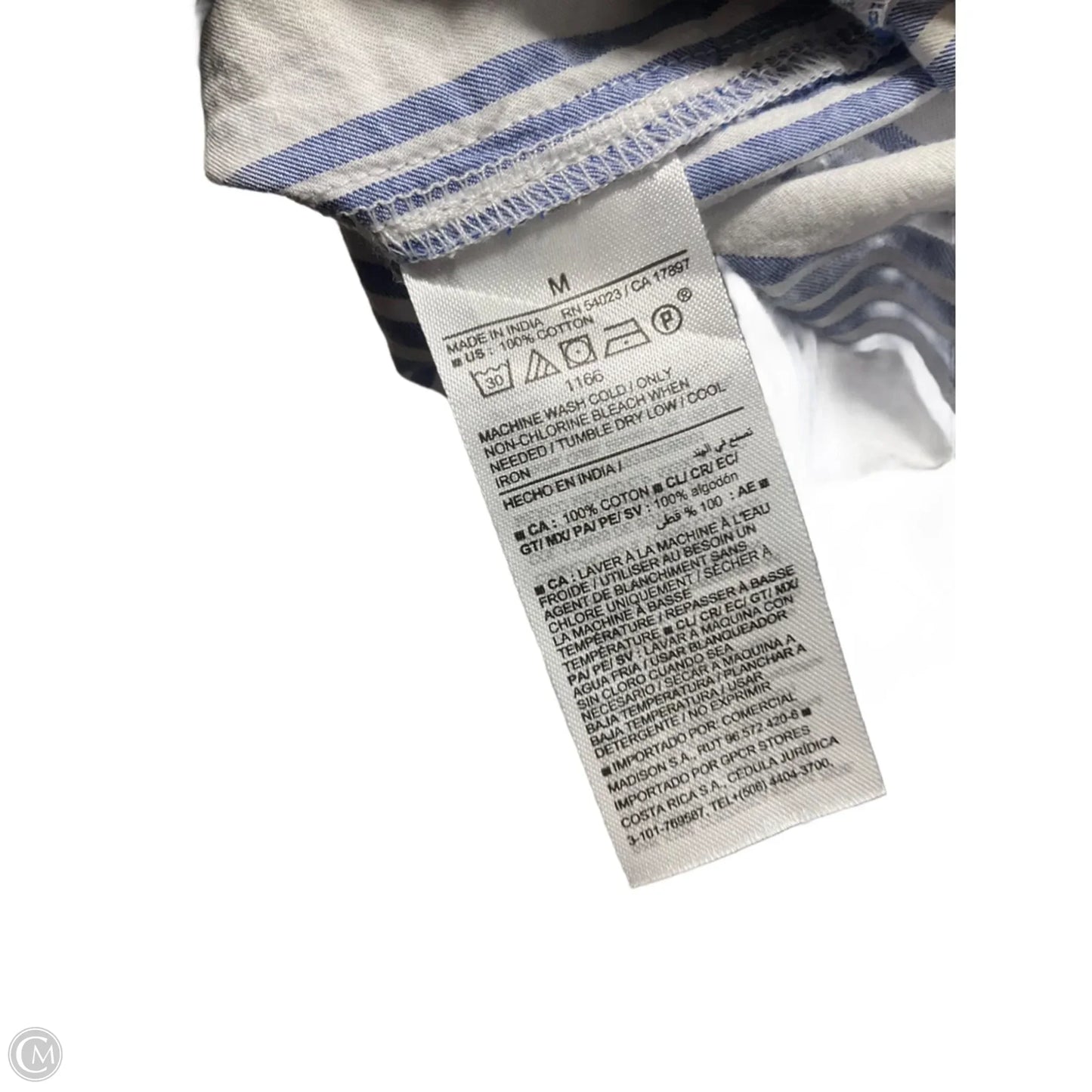 Top Long Sleeve By Old Navy In Blue & White, Size: M