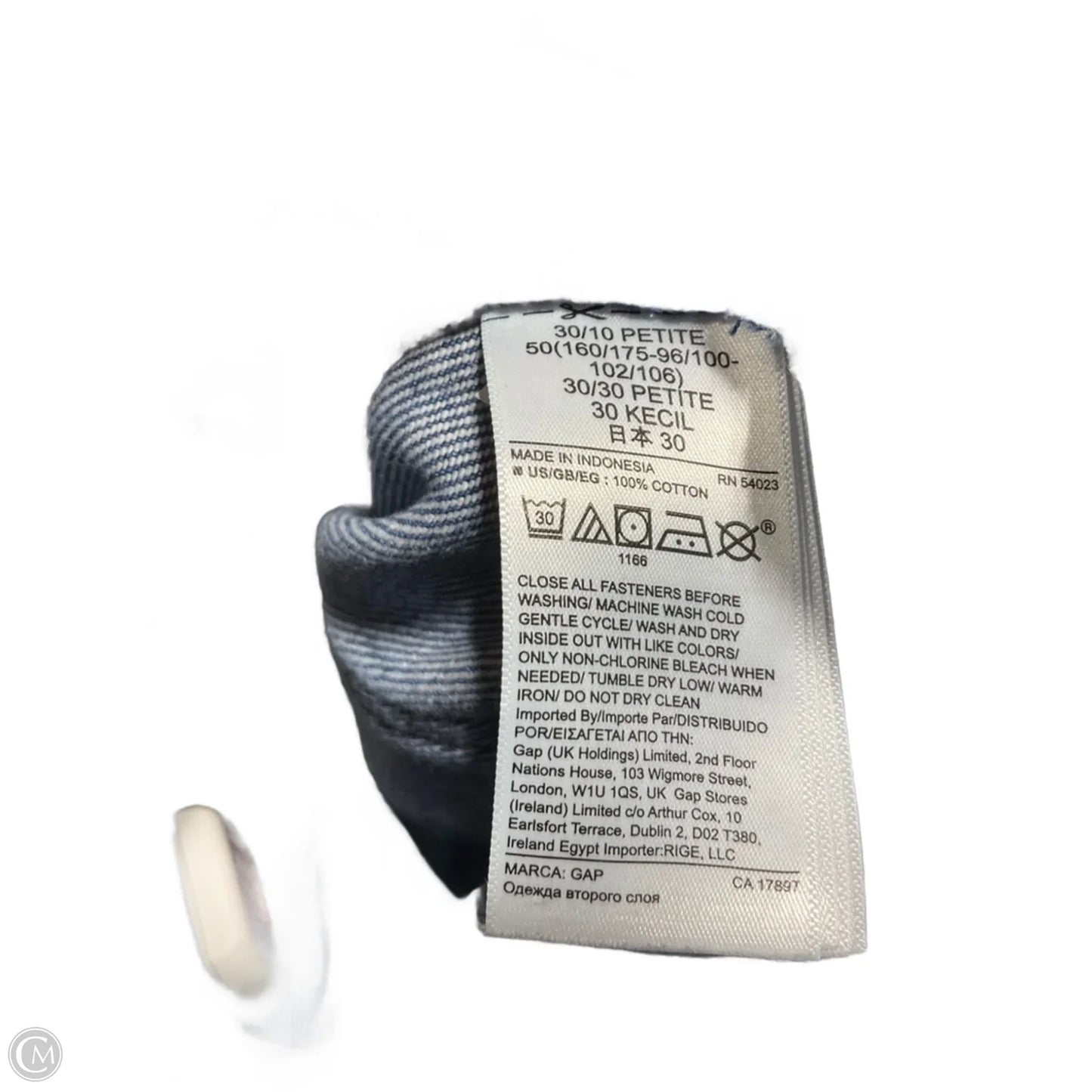 Jeans Cropped By Gap In Blue Denim, Size: 10p