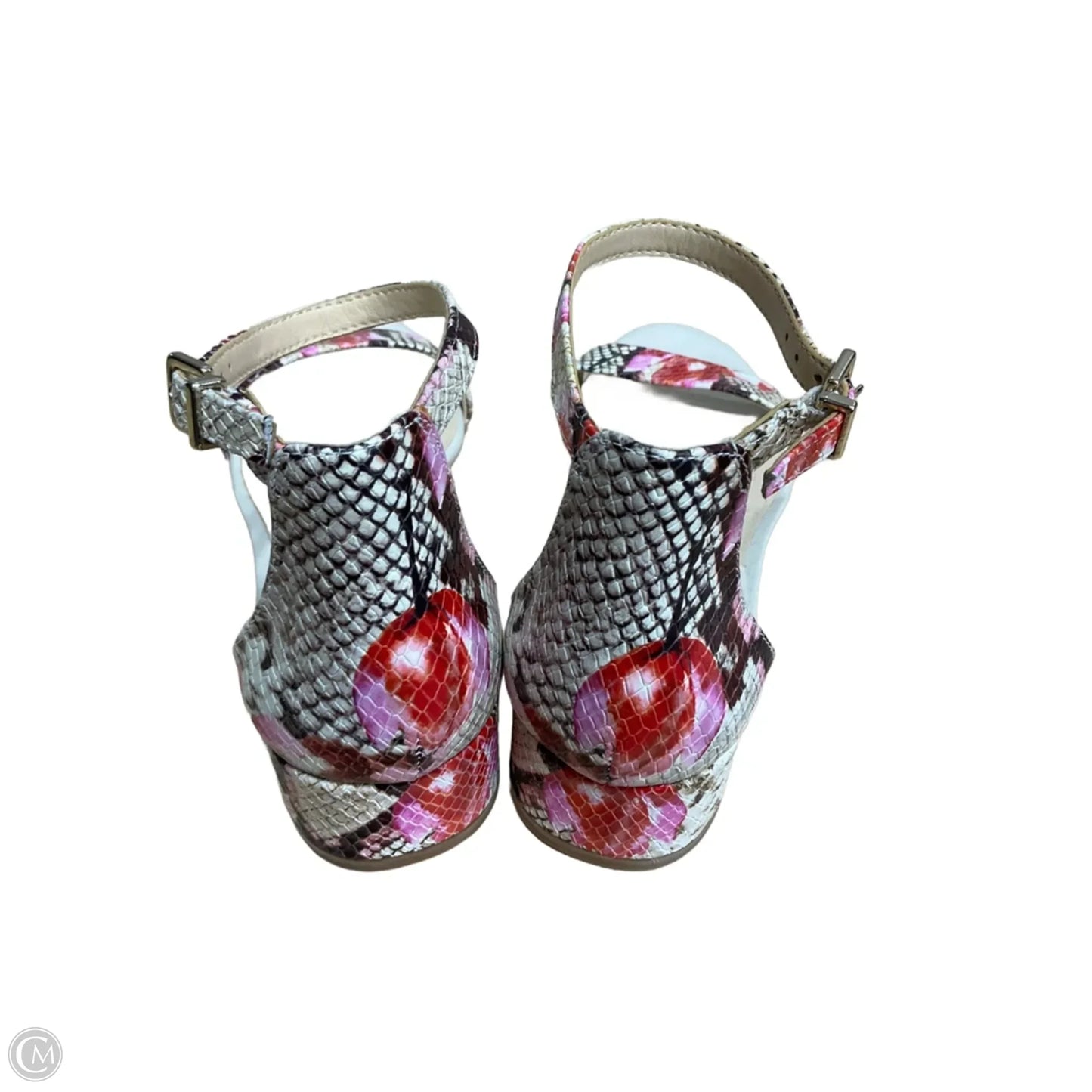 Sandals Heels Kitten By Alex Marie In Pink & Red, Size: 9