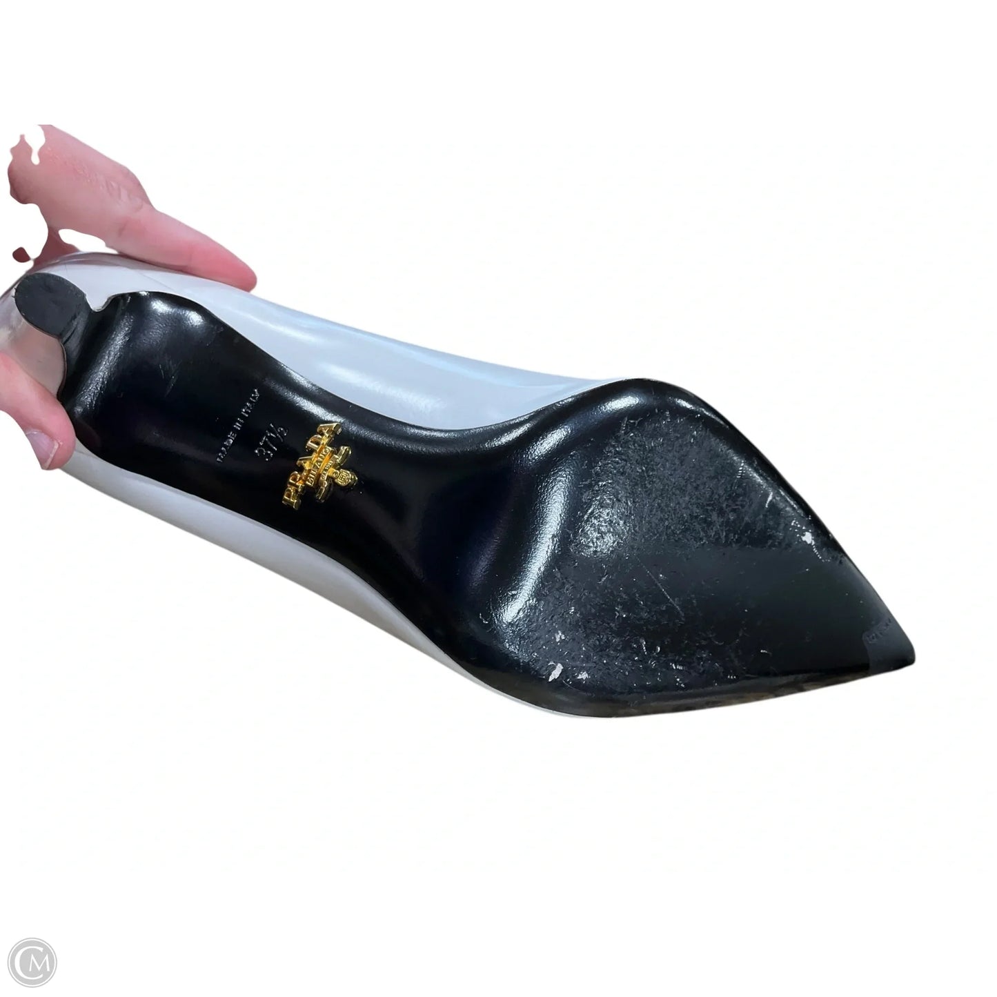 Shoes Luxury Designer By Prada In Black & White, Size: 7.5