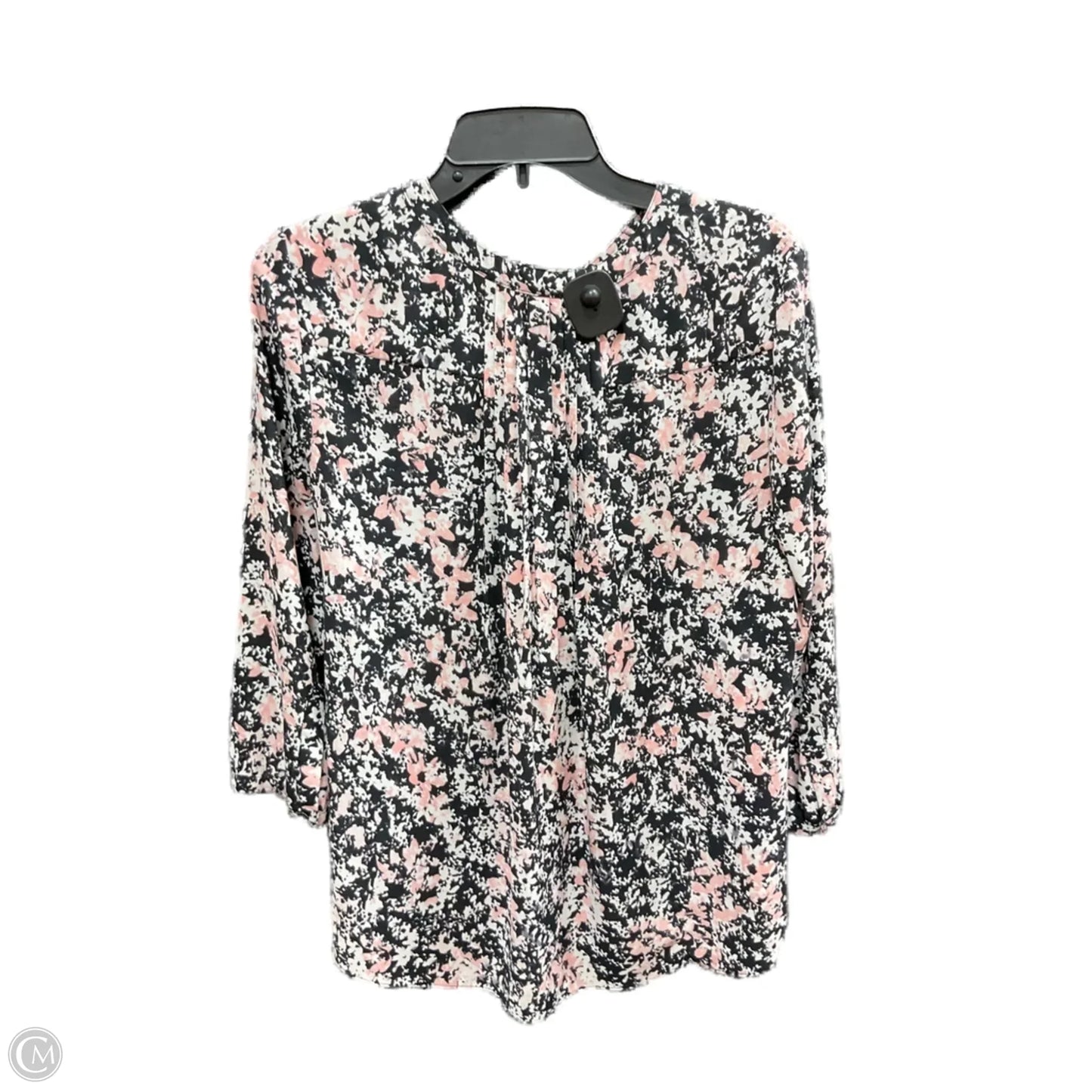 Top 3/4 Sleeve By Not Your Daughters Jeans In Black & Pink, Size: M