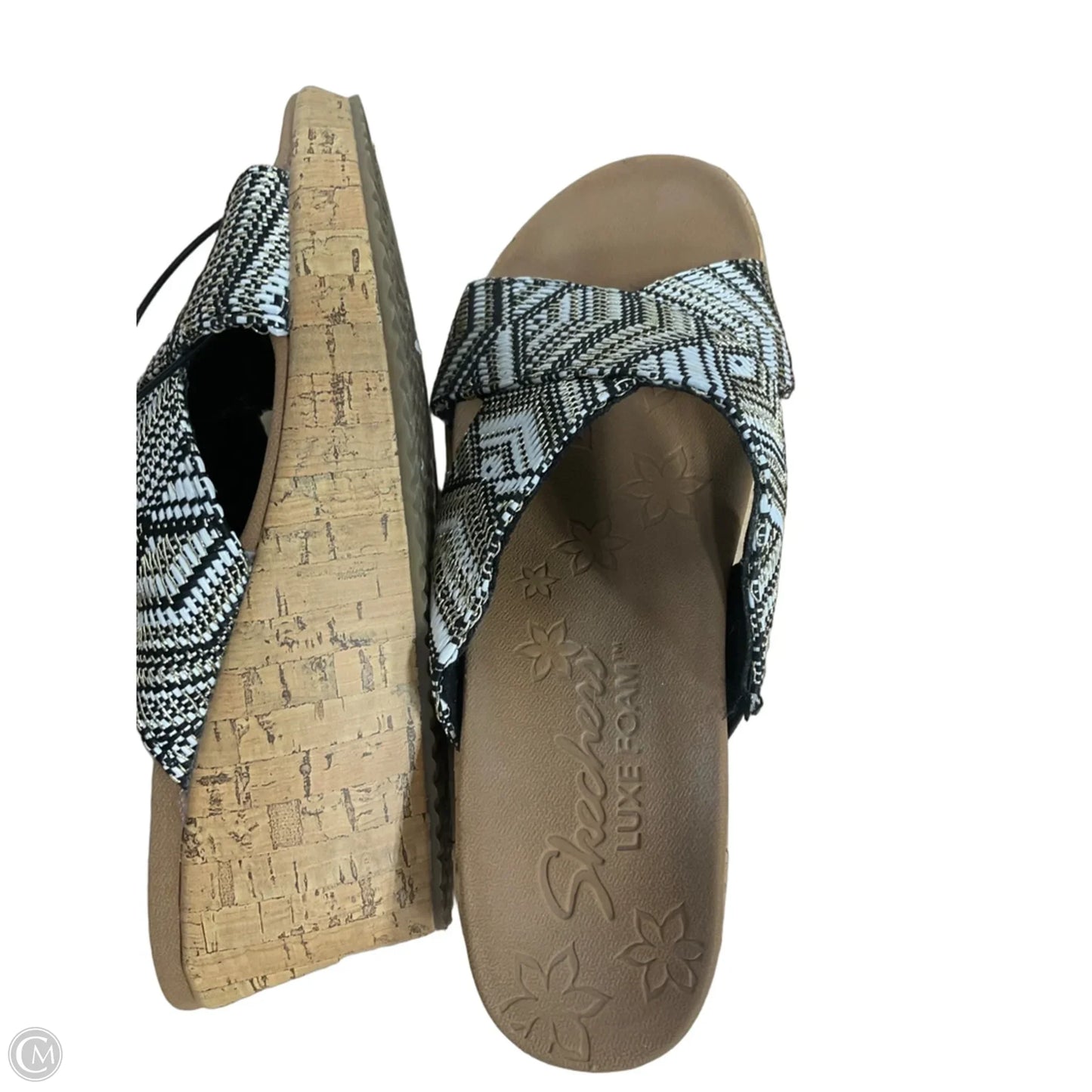Shoes Heels Wedge By Skechers In Brown & White, Size: 6.5