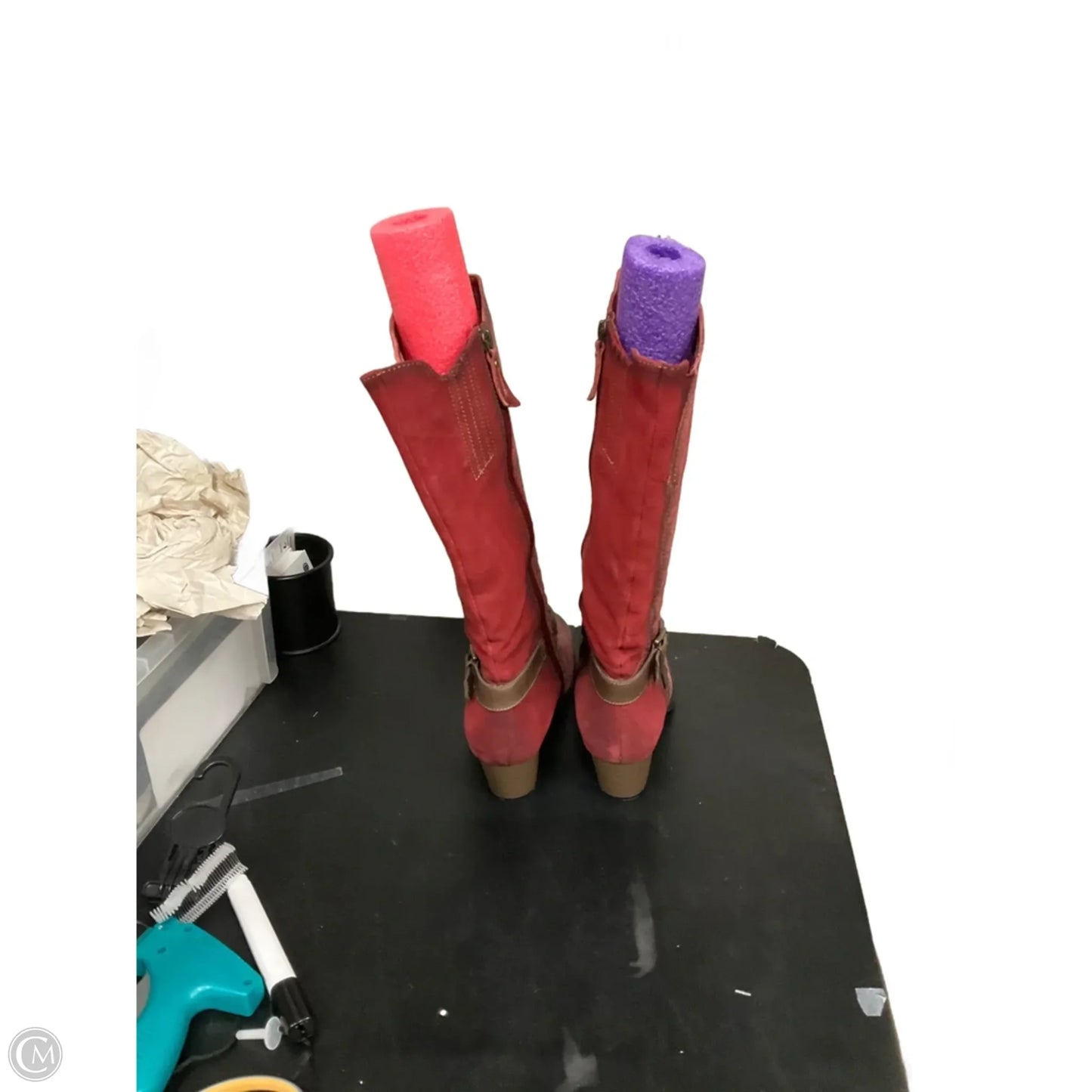 Boots Mid-calf Heels By Earth In Red, Size: 8.5