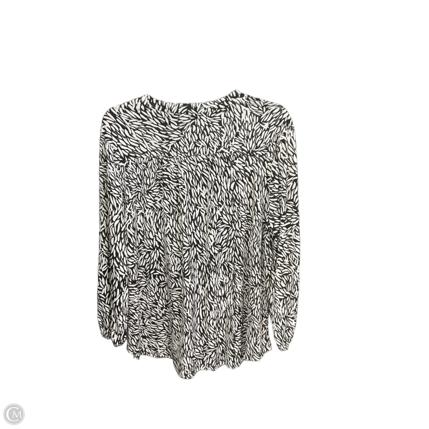 Top Long Sleeve By Vince Camuto In Black & White, Size: L