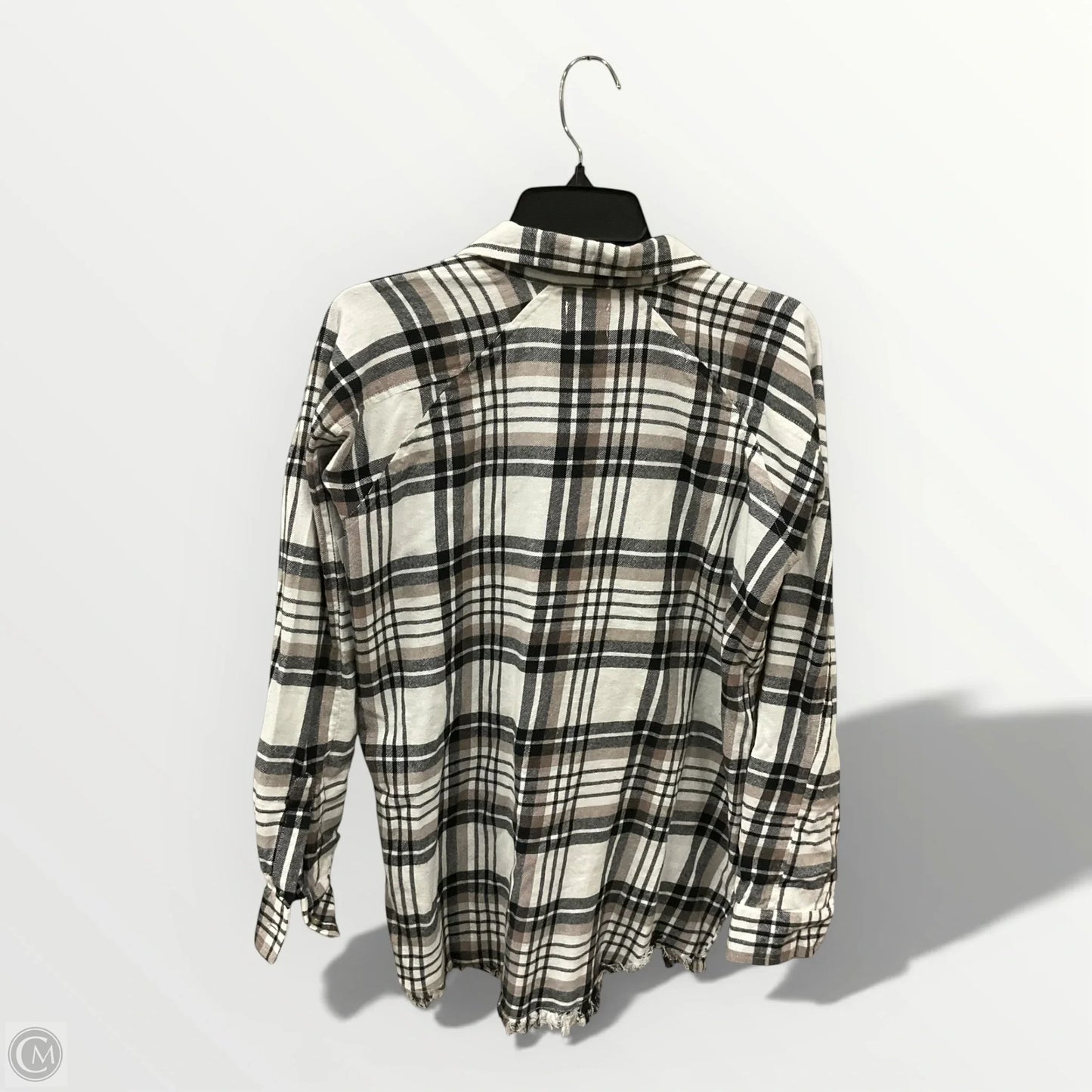 Blouse Long Sleeve By Bke In Plaid Pattern, Size: Xs