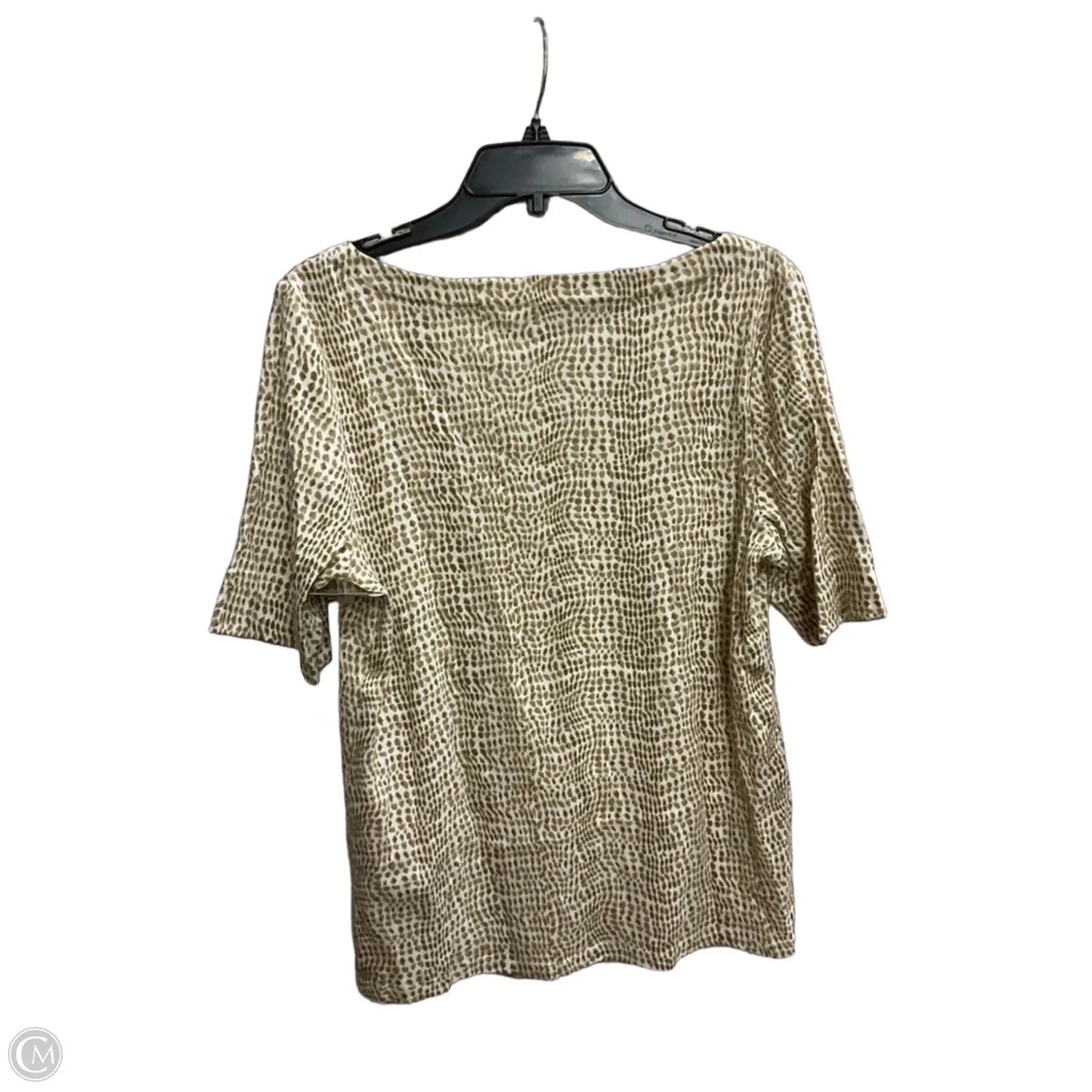 Top Short Sleeve By Chicos In Brown & White, Size: L