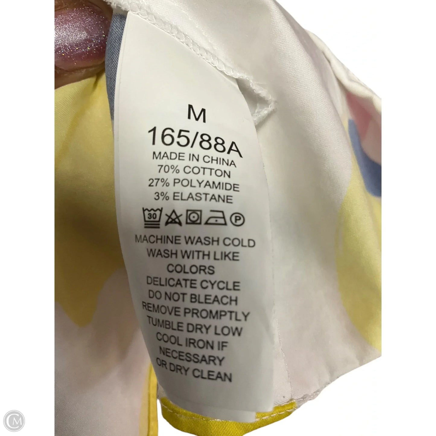 Top Sleeveless Designer By Kate Spade In White & Yellow, Size: M