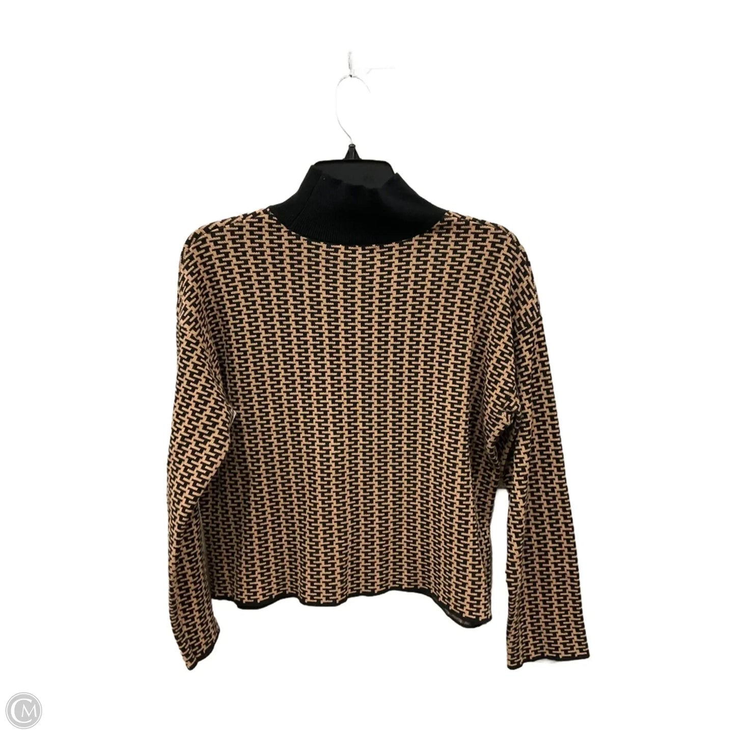 Top Long Sleeve By Ann Taylor In Black & Tan, Size: L