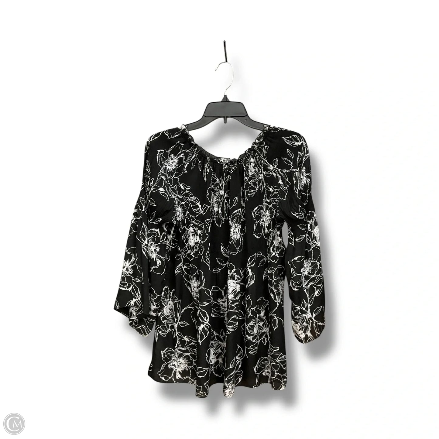 Top 3/4 Sleeve By Clothes Mentor In Black & White, Size: M