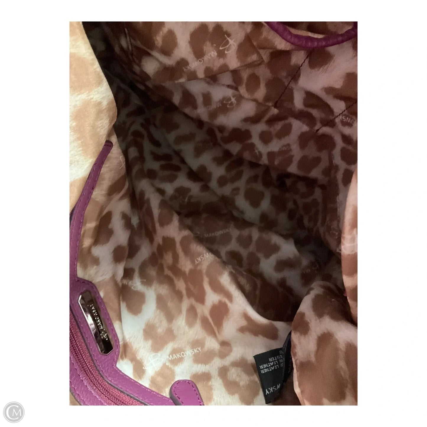 Handbag Leather By Makowsky, Size: Medium